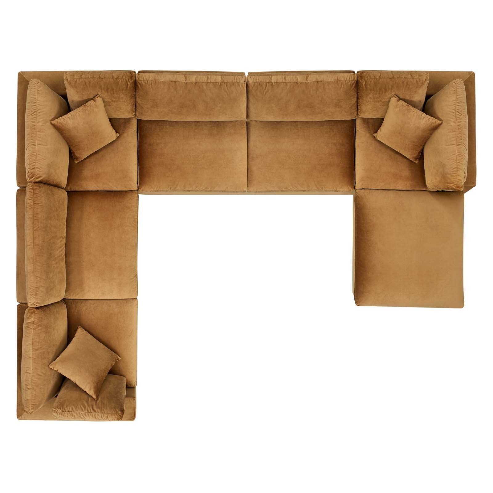 Modway Commix Down Filled Overstuffed Performance Velvet 7-Piece Sectional Sofa FredCo