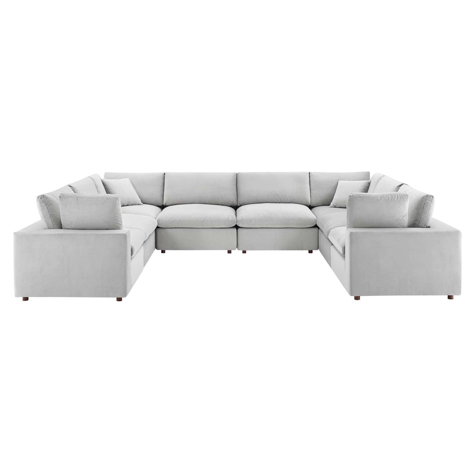 Modway Commix Down Filled Overstuffed Performance Velvet 	8-Piece Sectional Sofa FredCo