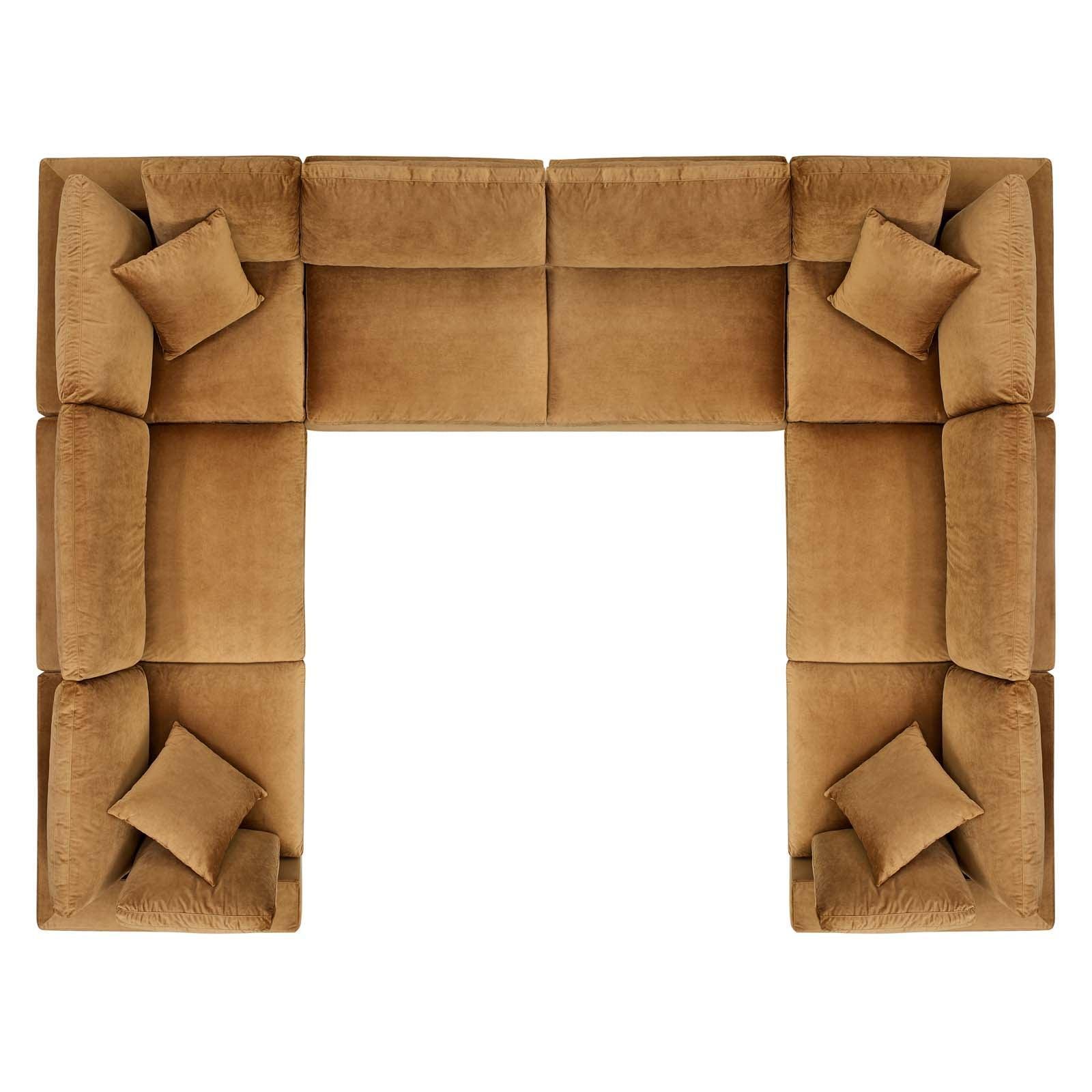 Modway Commix Down Filled Overstuffed Performance Velvet 	8-Piece Sectional Sofa FredCo