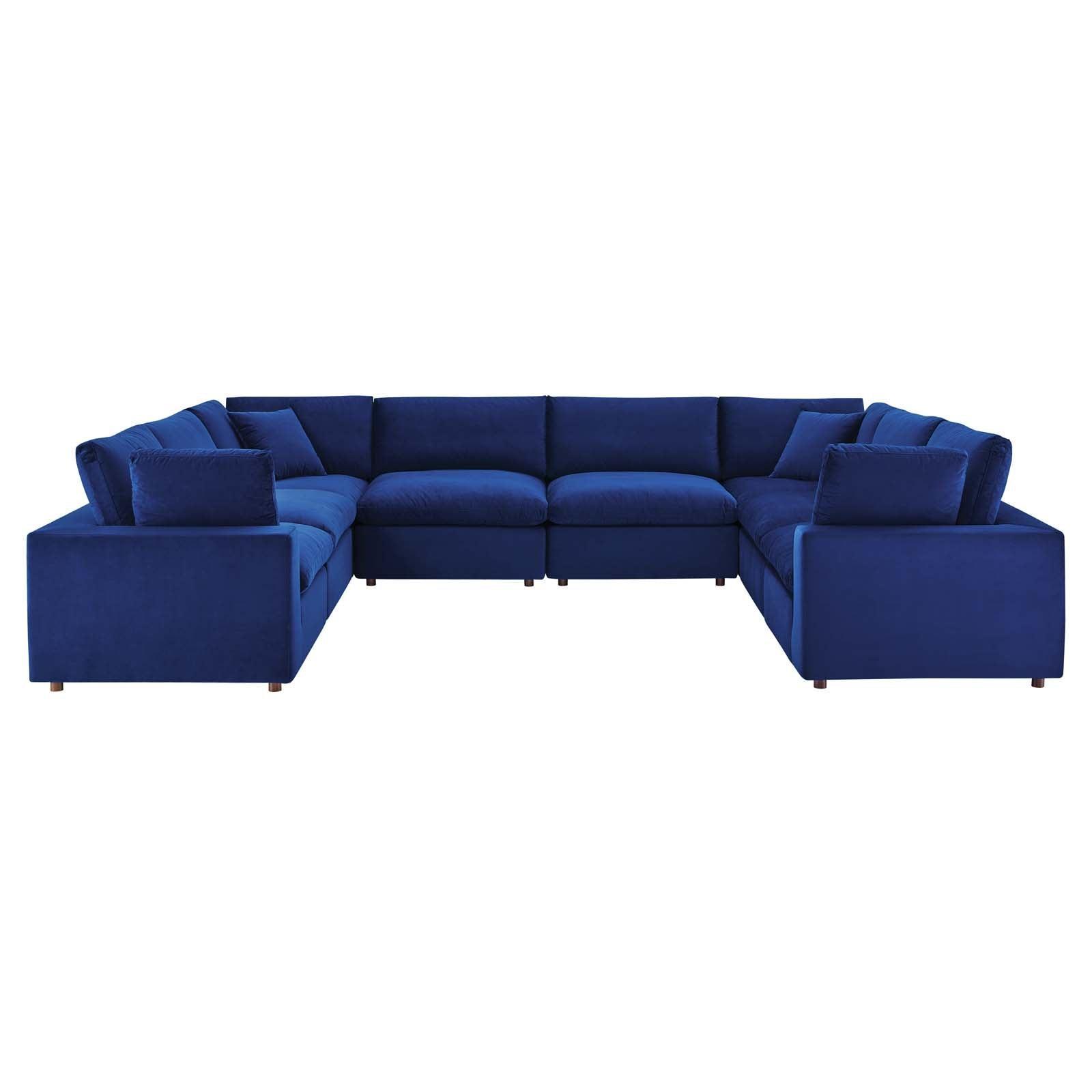 Modway Commix Down Filled Overstuffed Performance Velvet 	8-Piece Sectional Sofa FredCo
