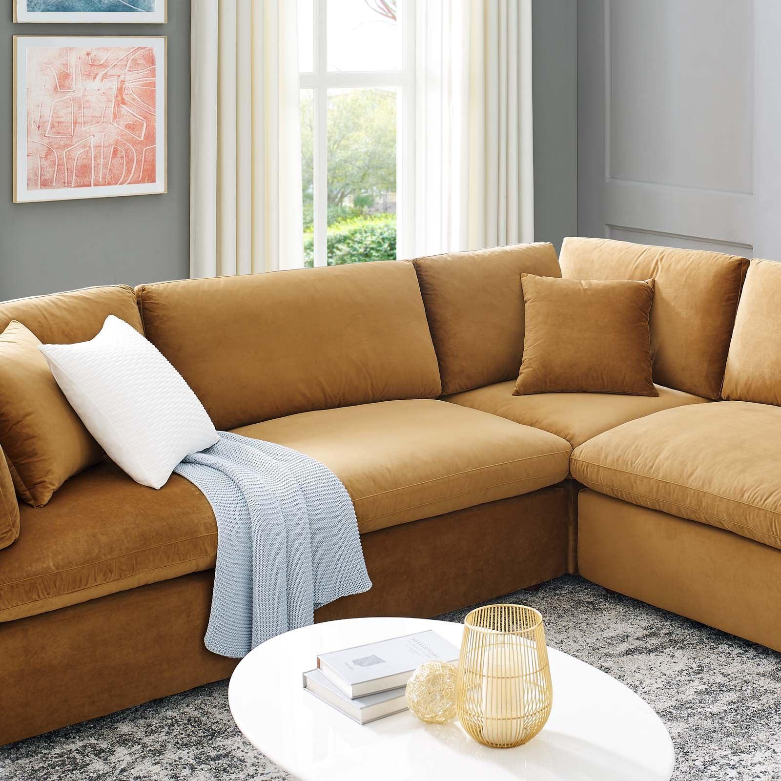 Modway Commix Down Filled Overstuffed Performance Velvet 	8-Piece Sectional Sofa FredCo