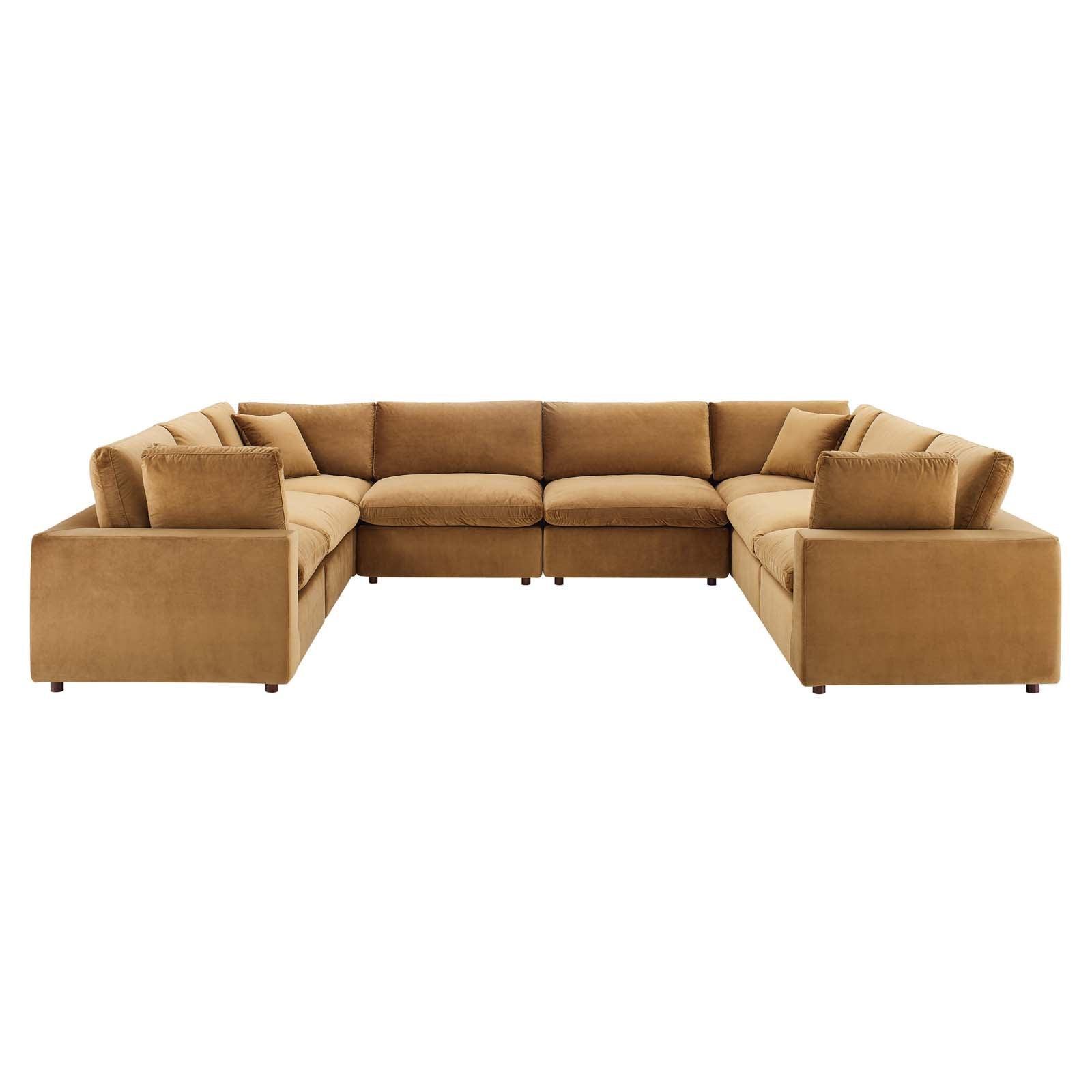 Modway Commix Down Filled Overstuffed Performance Velvet 	8-Piece Sectional Sofa FredCo