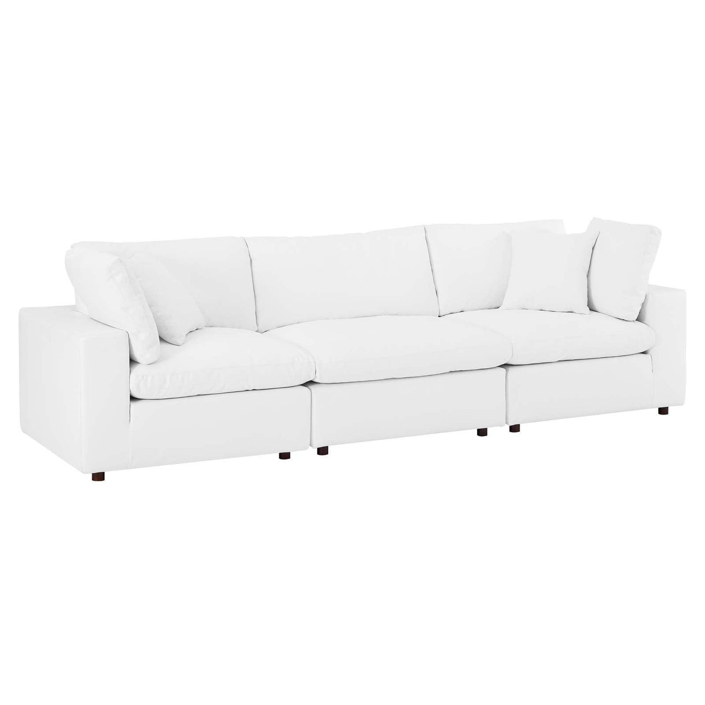 Modway Commix Down Filled Overstuffed Vegan Leather 3-Seater Sofa FredCo