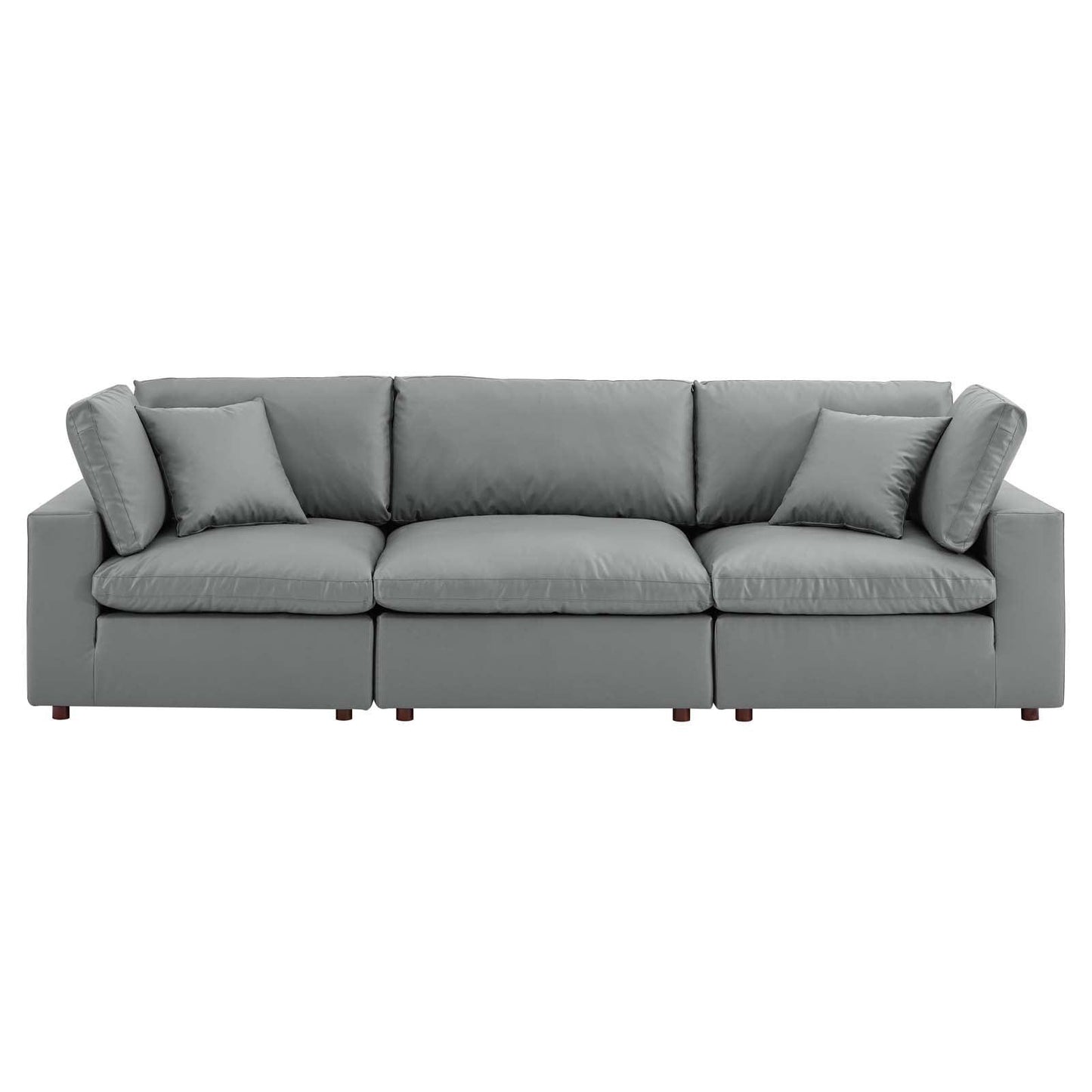 Modway Commix Down Filled Overstuffed Vegan Leather 3-Seater Sofa FredCo