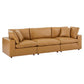 Modway Commix Down Filled Overstuffed Vegan Leather 3-Seater Sofa FredCo