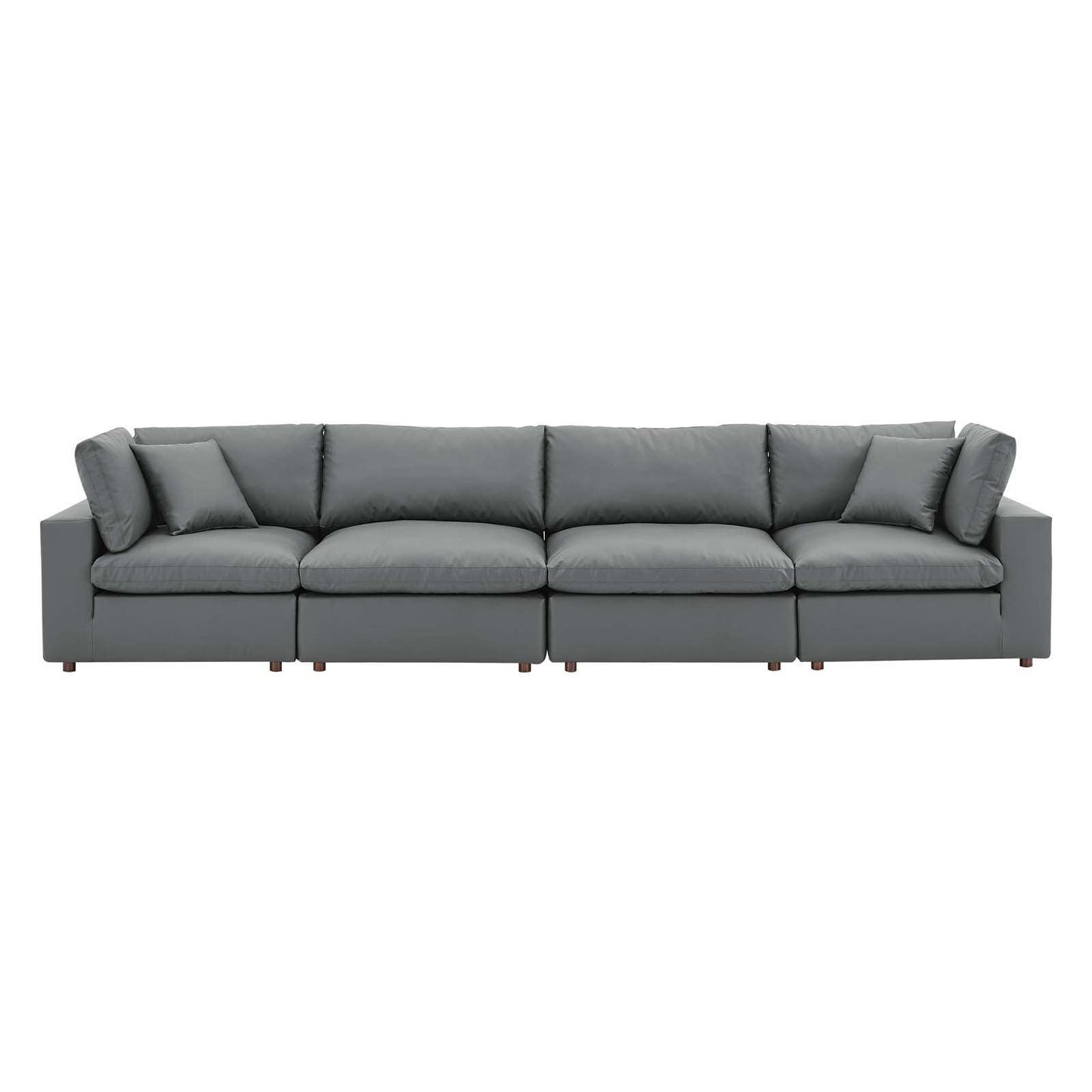 Modway Commix Down Filled Overstuffed Vegan Leather 4-Seater Sofa FredCo