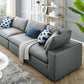 Modway Commix Down Filled Overstuffed Vegan Leather 4-Seater Sofa FredCo