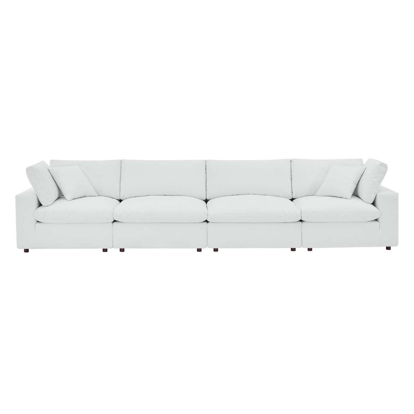 Modway Commix Down Filled Overstuffed Vegan Leather 4-Seater Sofa FredCo