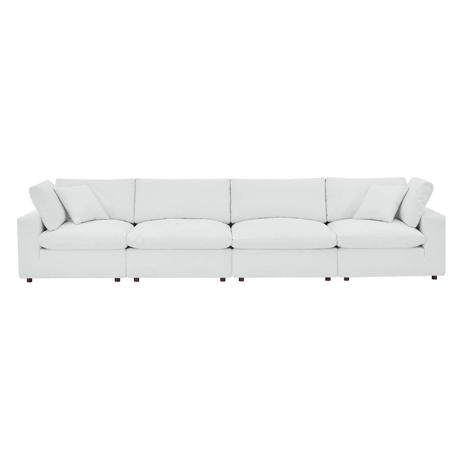 Modway Commix Down Filled Overstuffed Vegan Leather 4-Seater Sofa FredCo