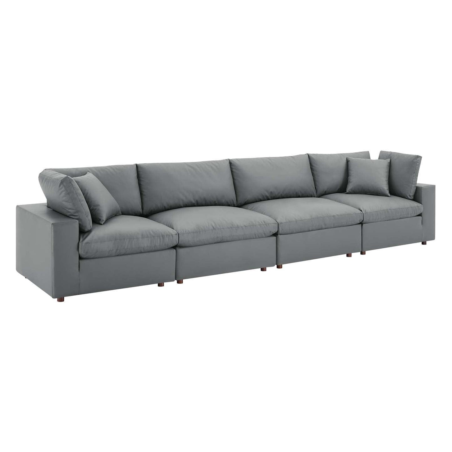 Modway Commix Down Filled Overstuffed Vegan Leather 4-Seater Sofa FredCo