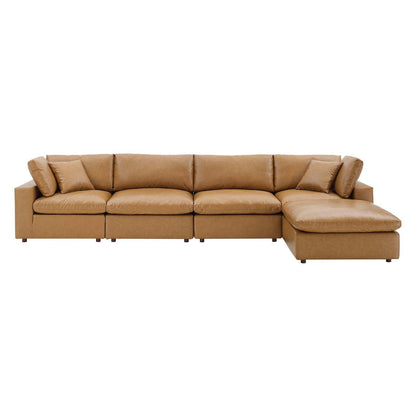 Modway Commix Down Filled Overstuffed Vegan Leather 5-Piece Sectional Sofa FredCo
