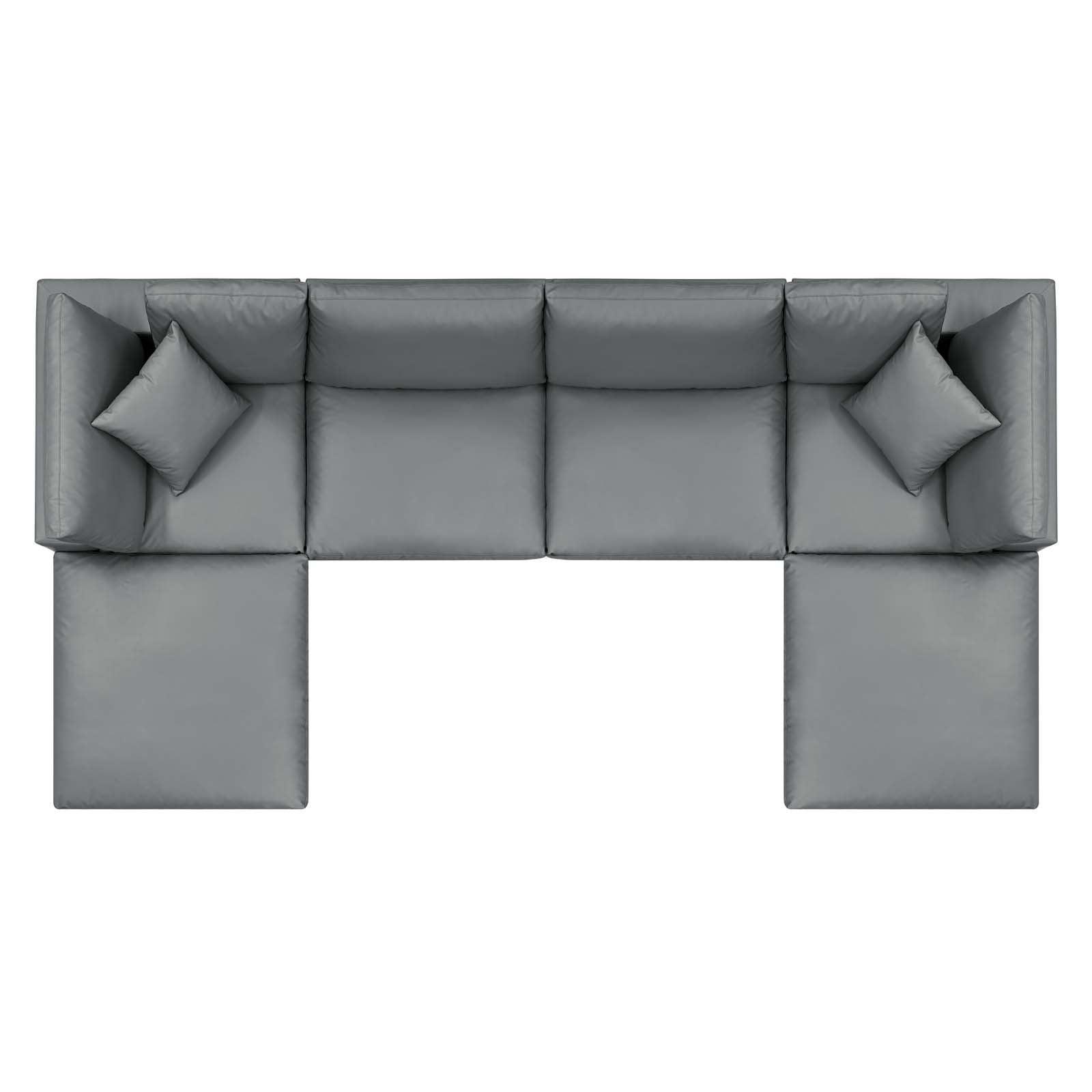Modway Commix Down Filled Overstuffed Vegan Leather 6-Piece Sectional Sofa FredCo