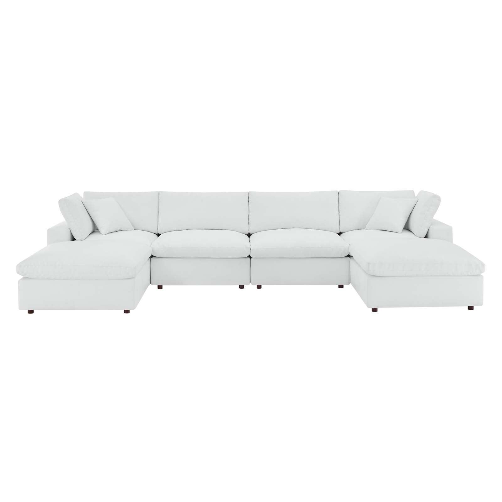 Modway Commix Down Filled Overstuffed Vegan Leather 6-Piece Sectional Sofa FredCo