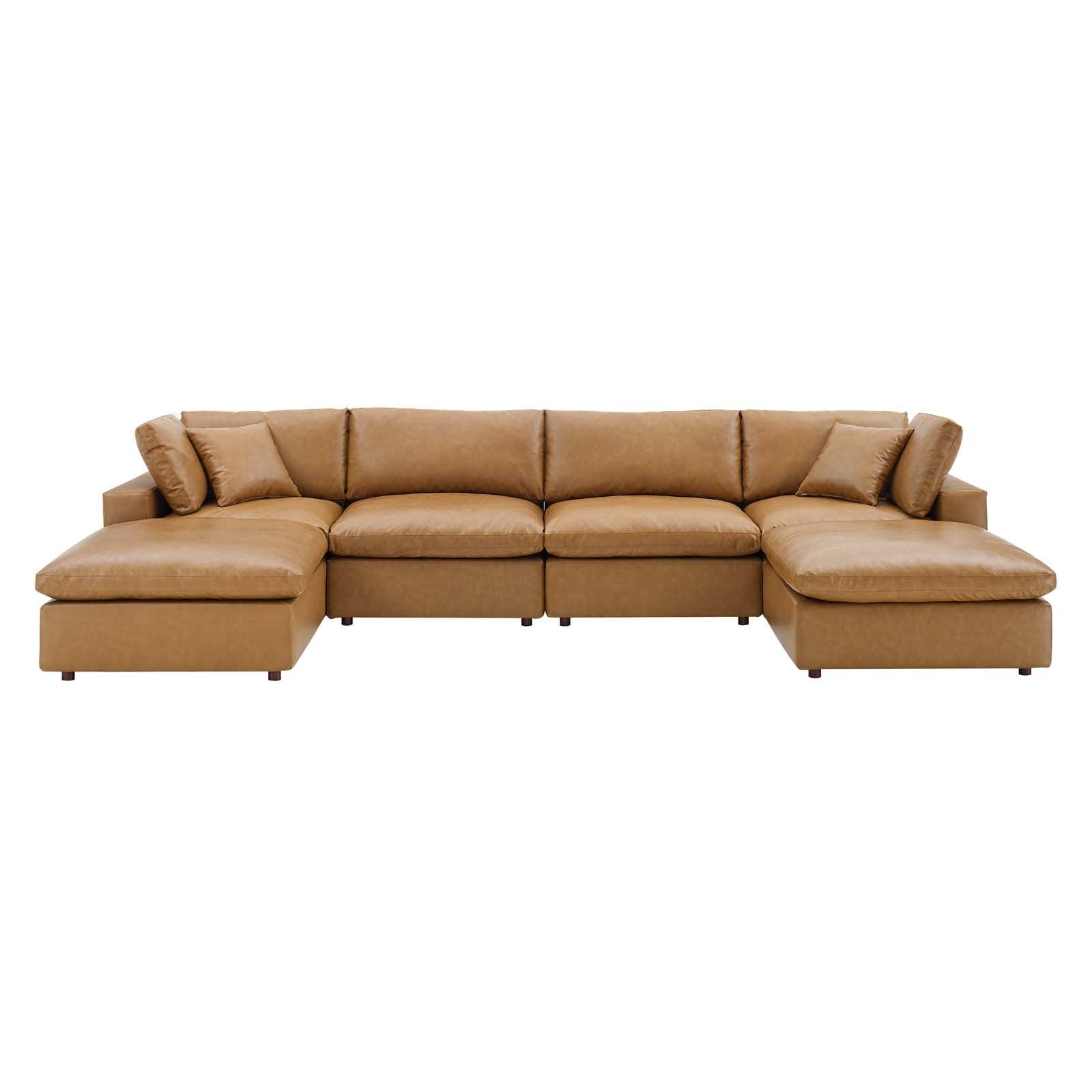 Modway Commix Down Filled Overstuffed Vegan Leather 6-Piece Sectional Sofa FredCo