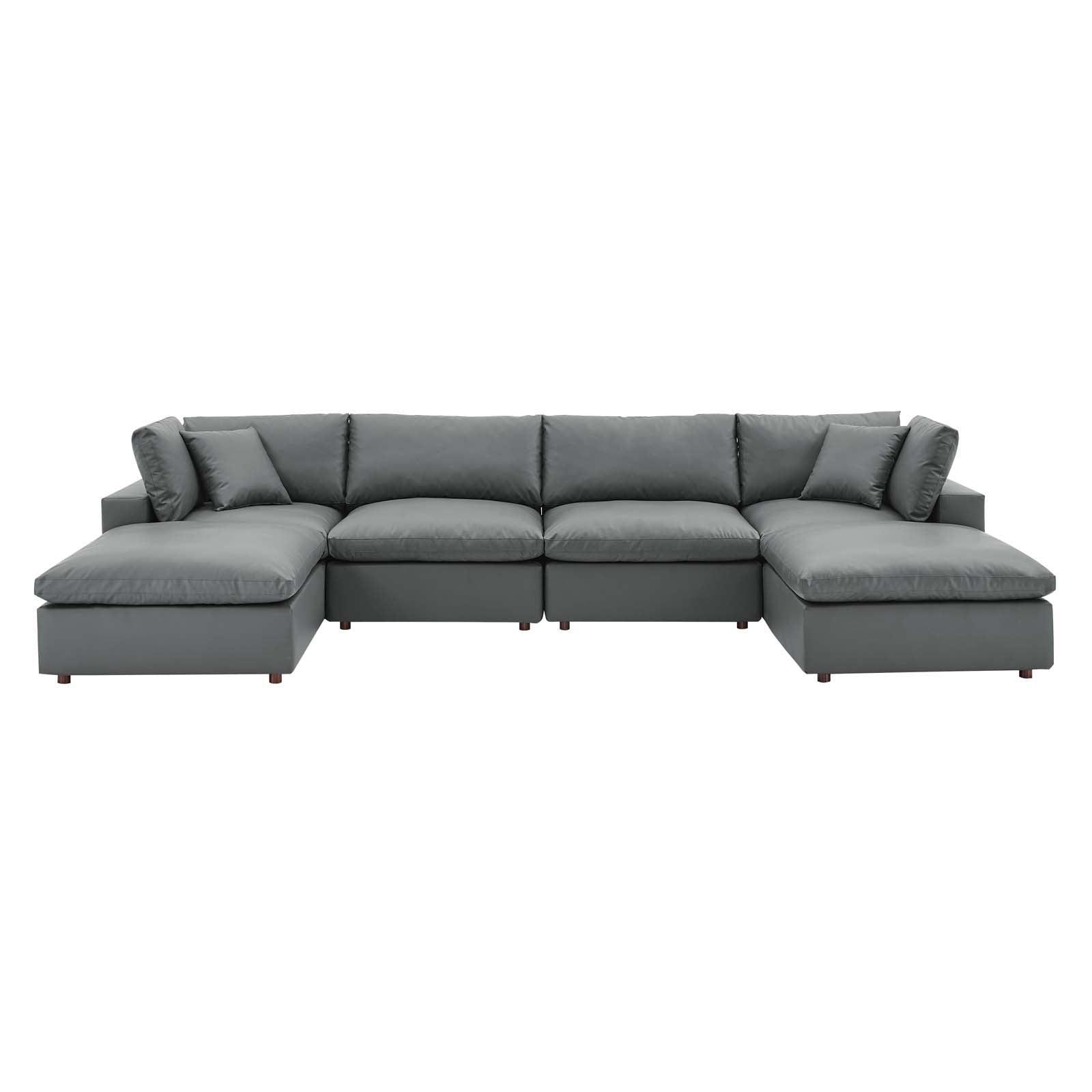Modway Commix Down Filled Overstuffed Vegan Leather 6-Piece Sectional Sofa FredCo
