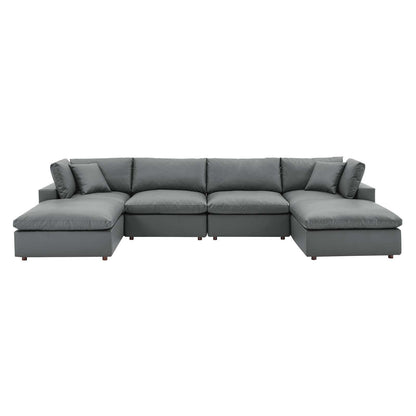 Modway Commix Down Filled Overstuffed Vegan Leather 6-Piece Sectional Sofa FredCo