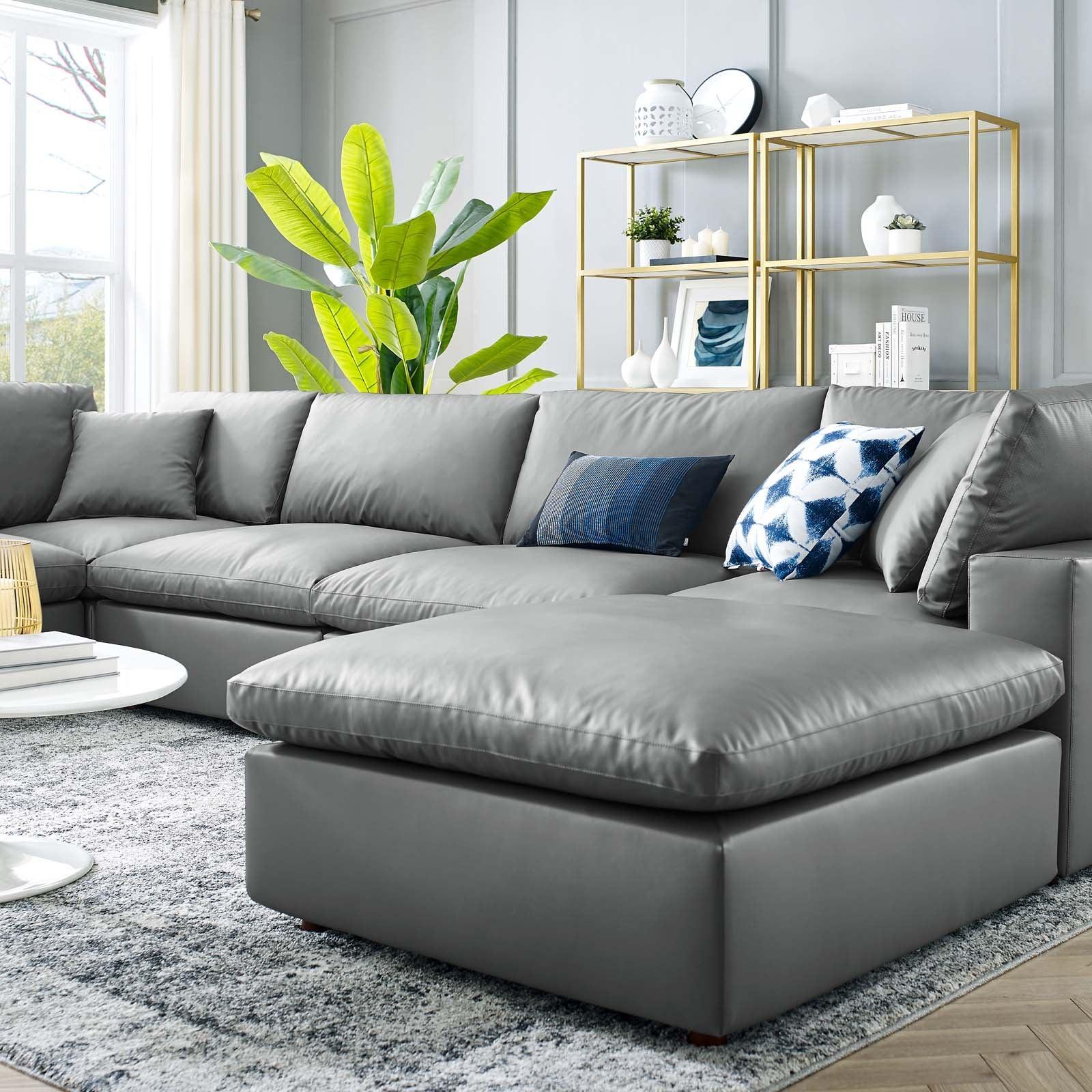 Modway Commix Down Filled Overstuffed Vegan Leather 7-Piece Sectional Sofa FredCo
