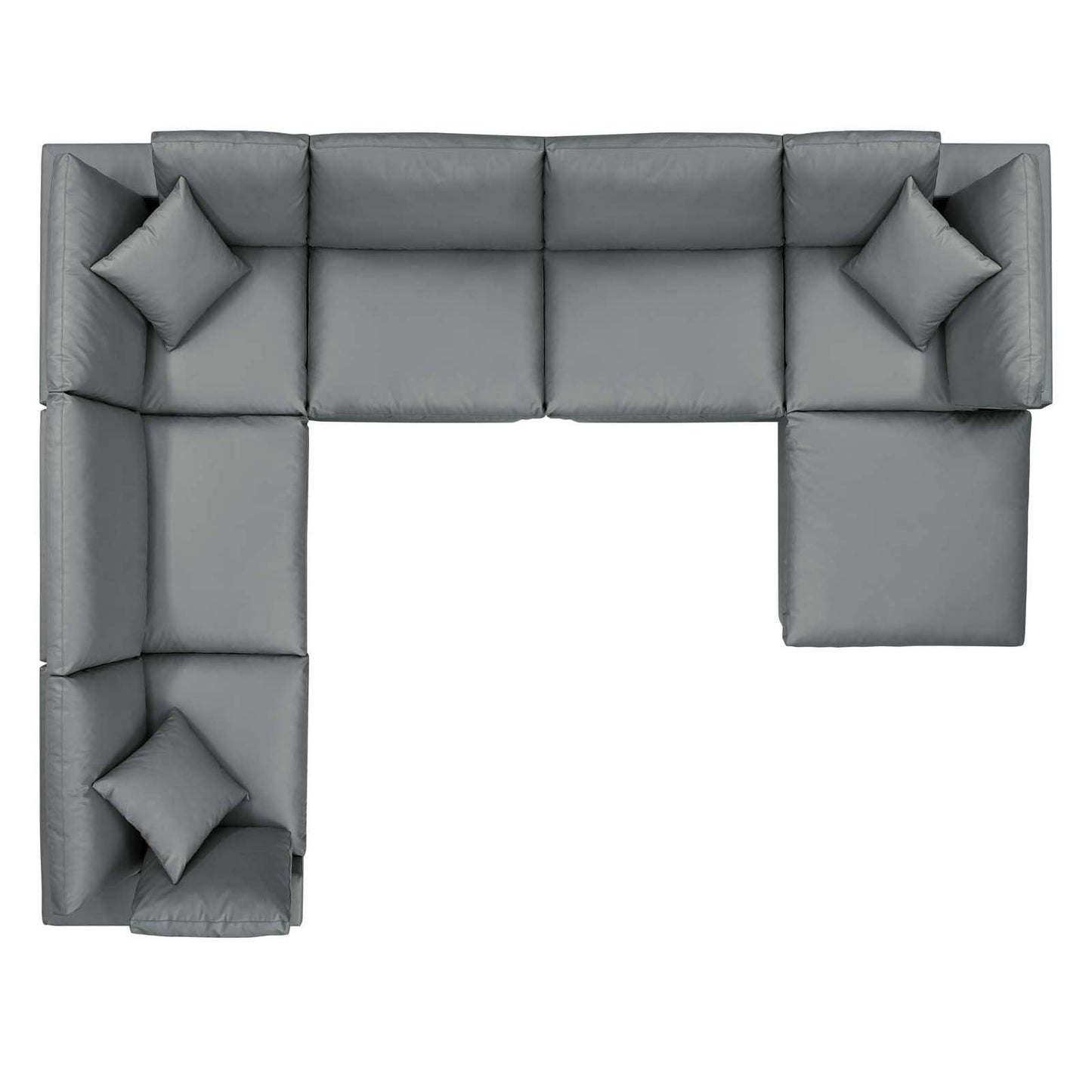 Modway Commix Down Filled Overstuffed Vegan Leather 7-Piece Sectional Sofa FredCo
