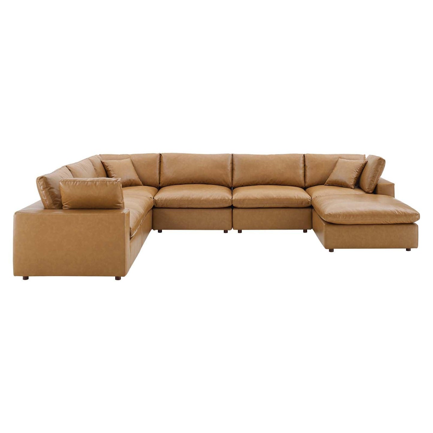 Modway Commix Down Filled Overstuffed Vegan Leather 7-Piece Sectional Sofa FredCo