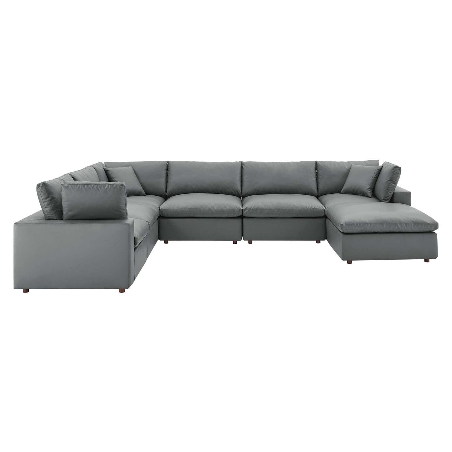 Modway Commix Down Filled Overstuffed Vegan Leather 7-Piece Sectional Sofa FredCo