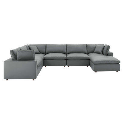 Modway Commix Down Filled Overstuffed Vegan Leather 7-Piece Sectional Sofa FredCo