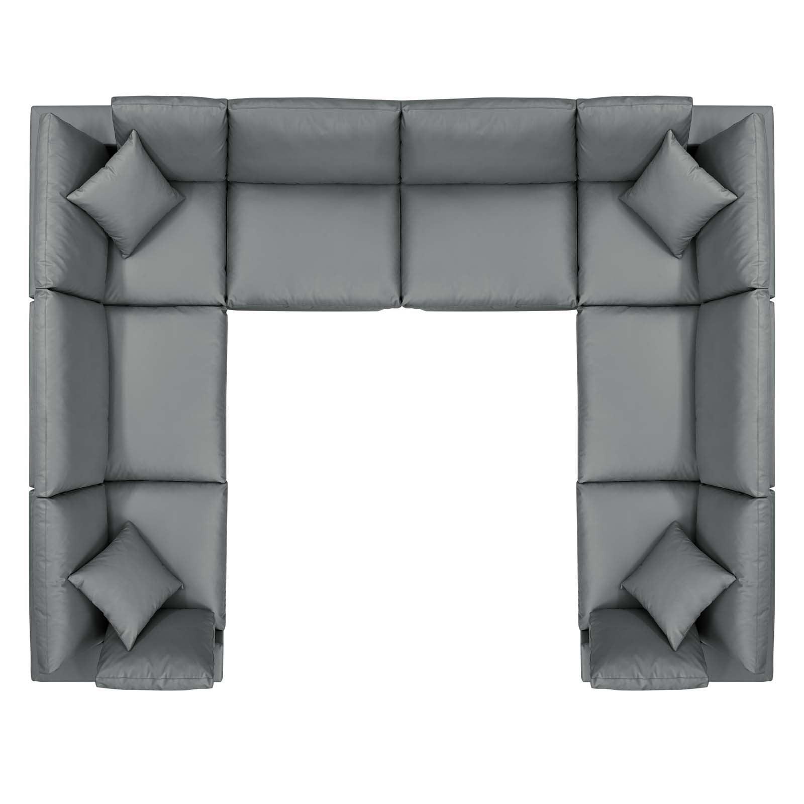 Modway Commix Down Filled Overstuffed Vegan Leather 8-Piece Sectional Sofa FredCo