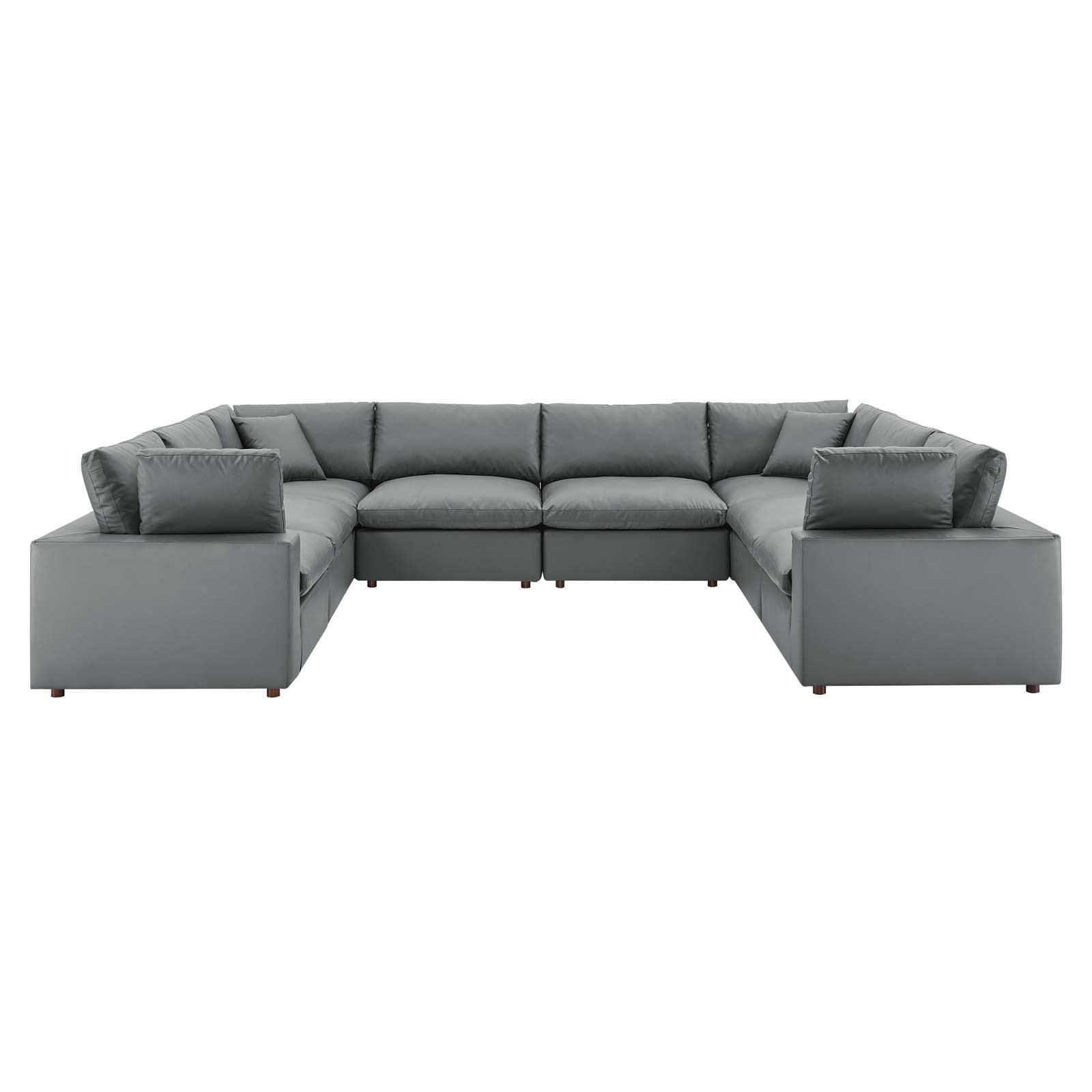 Modway Commix Down Filled Overstuffed Vegan Leather 8-Piece Sectional Sofa FredCo