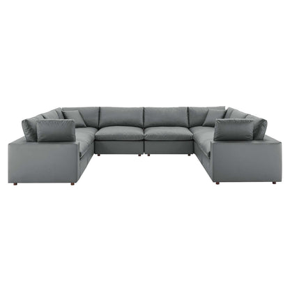 Modway Commix Down Filled Overstuffed Vegan Leather 8-Piece Sectional Sofa FredCo