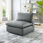 Modway Commix Down Filled Overstuffed Vegan Leather Armless Chair FredCo