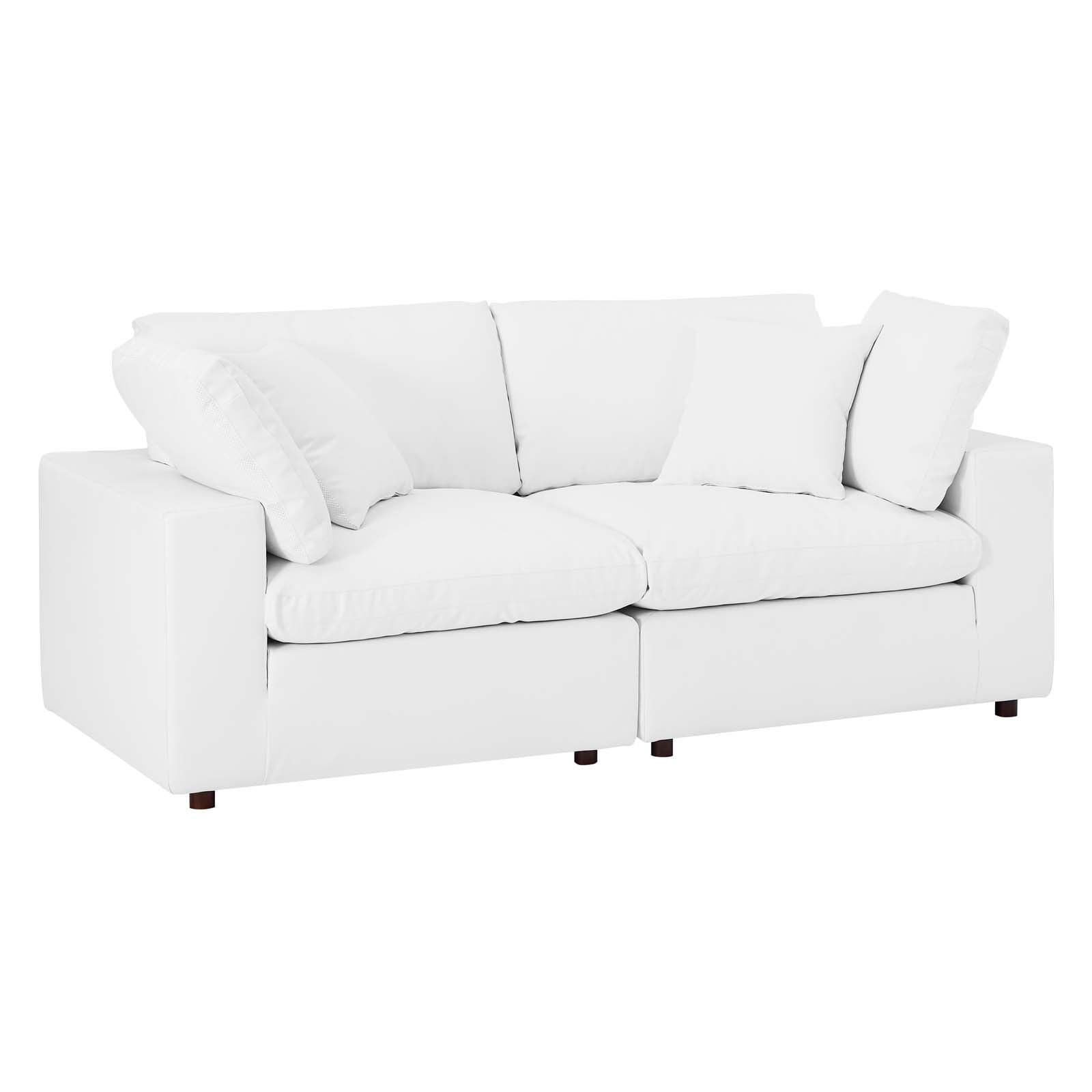 Modway Commix Down Filled Overstuffed Vegan Leather Loveseat FredCo