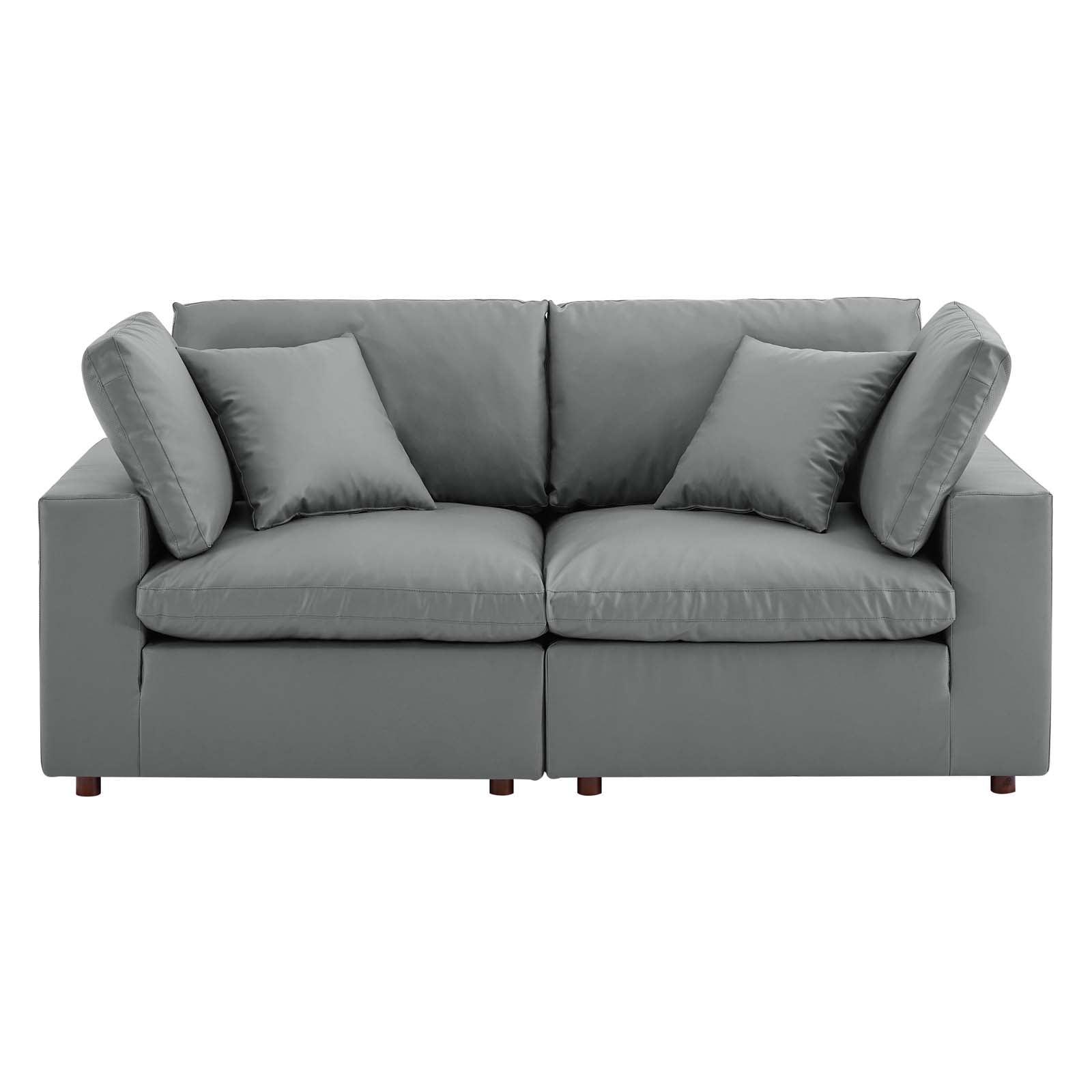 Modway Commix Down Filled Overstuffed Vegan Leather Loveseat FredCo