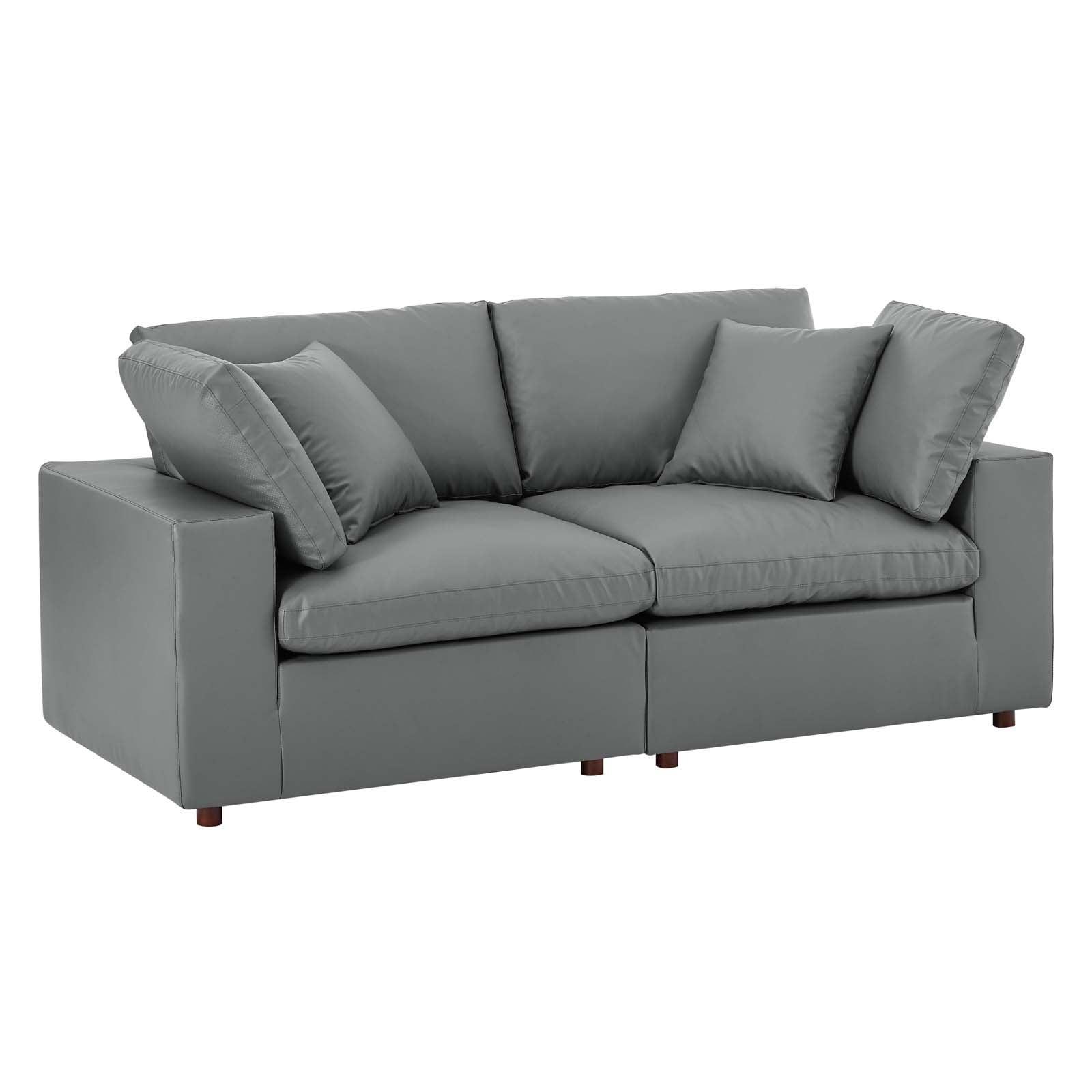 Modway Commix Down Filled Overstuffed Vegan Leather Loveseat FredCo