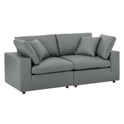 Modway Commix Down Filled Overstuffed Vegan Leather Loveseat FredCo
