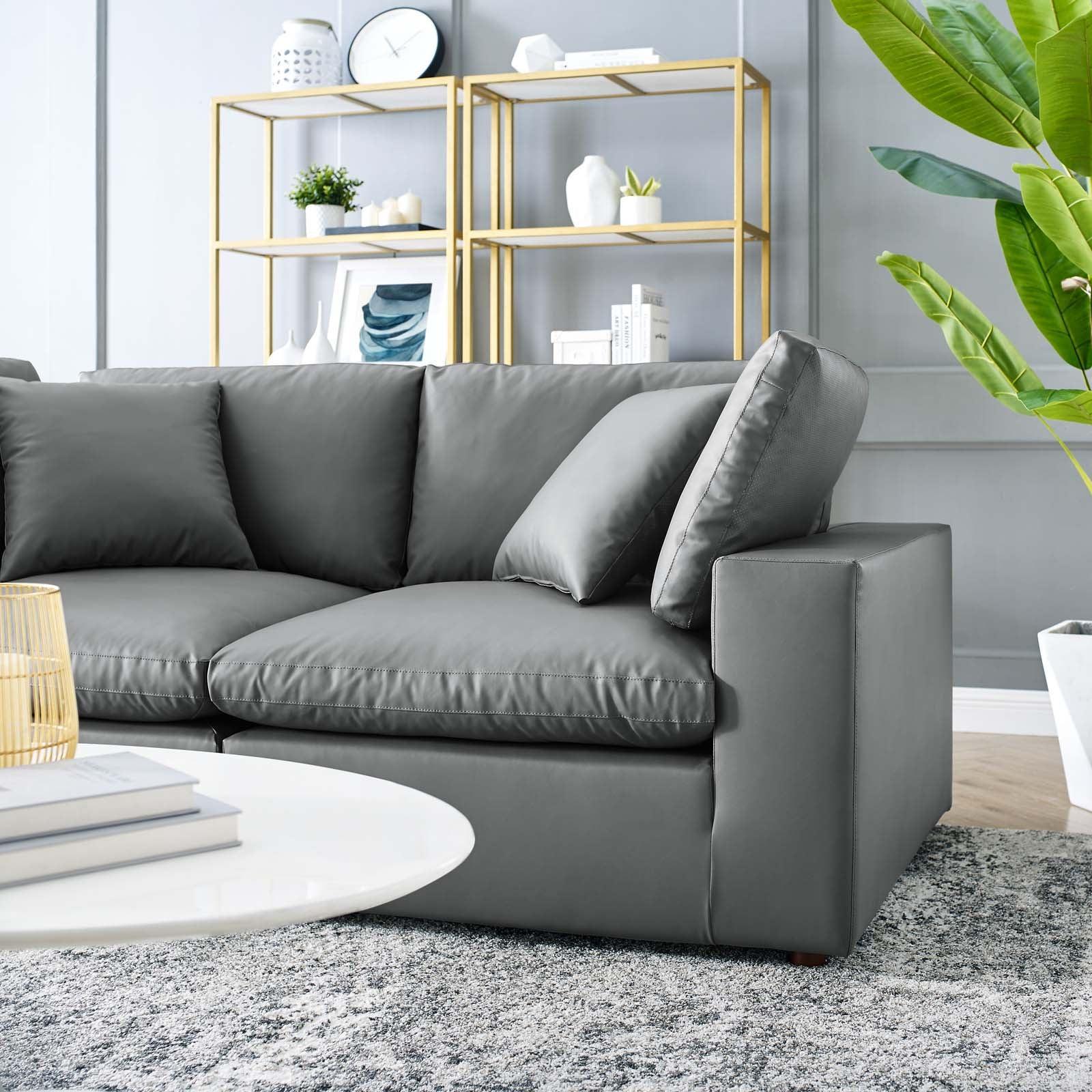 Modway Commix Down Filled Overstuffed Vegan Leather Loveseat FredCo