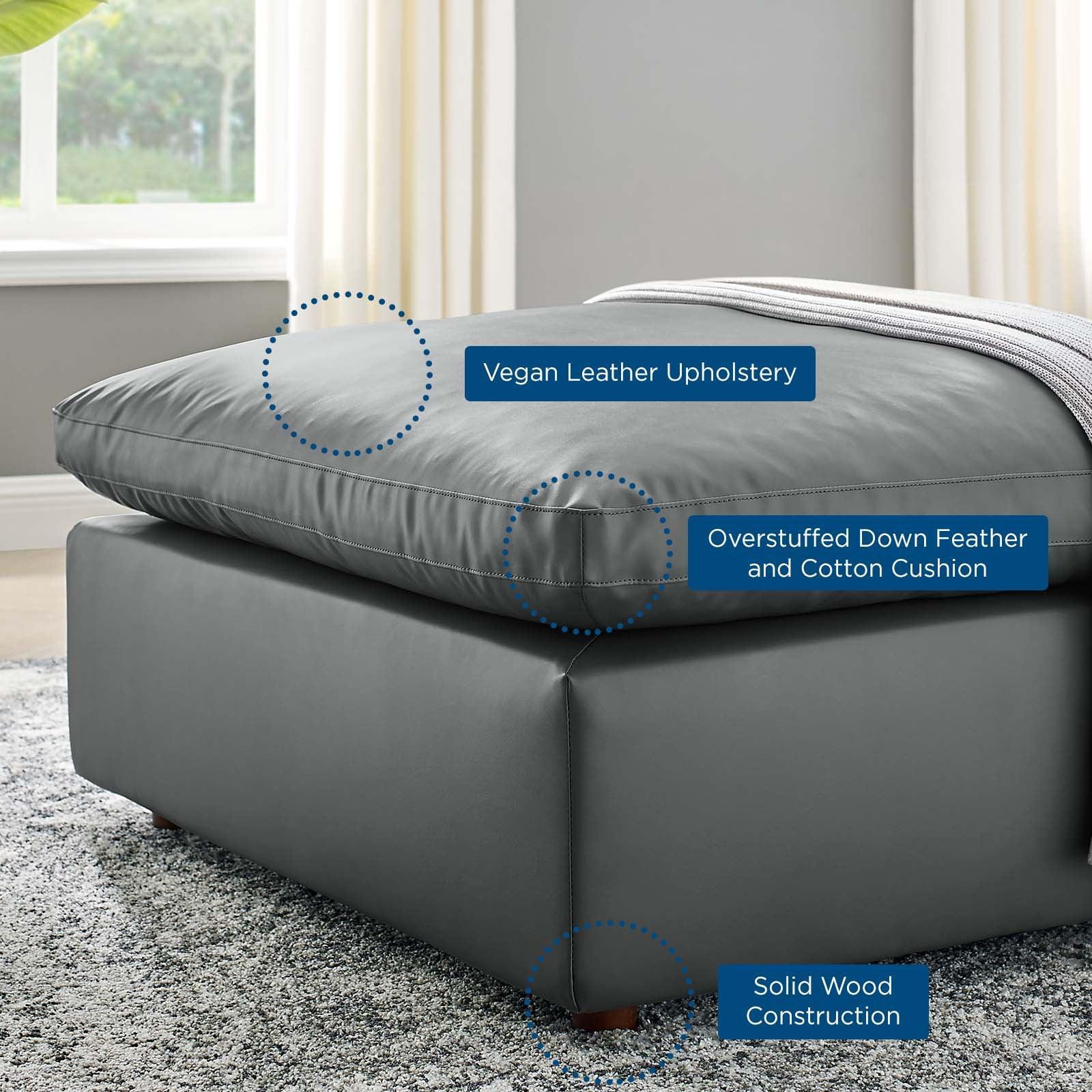 Modway Commix Down Filled Overstuffed Vegan Leather Ottoman FredCo