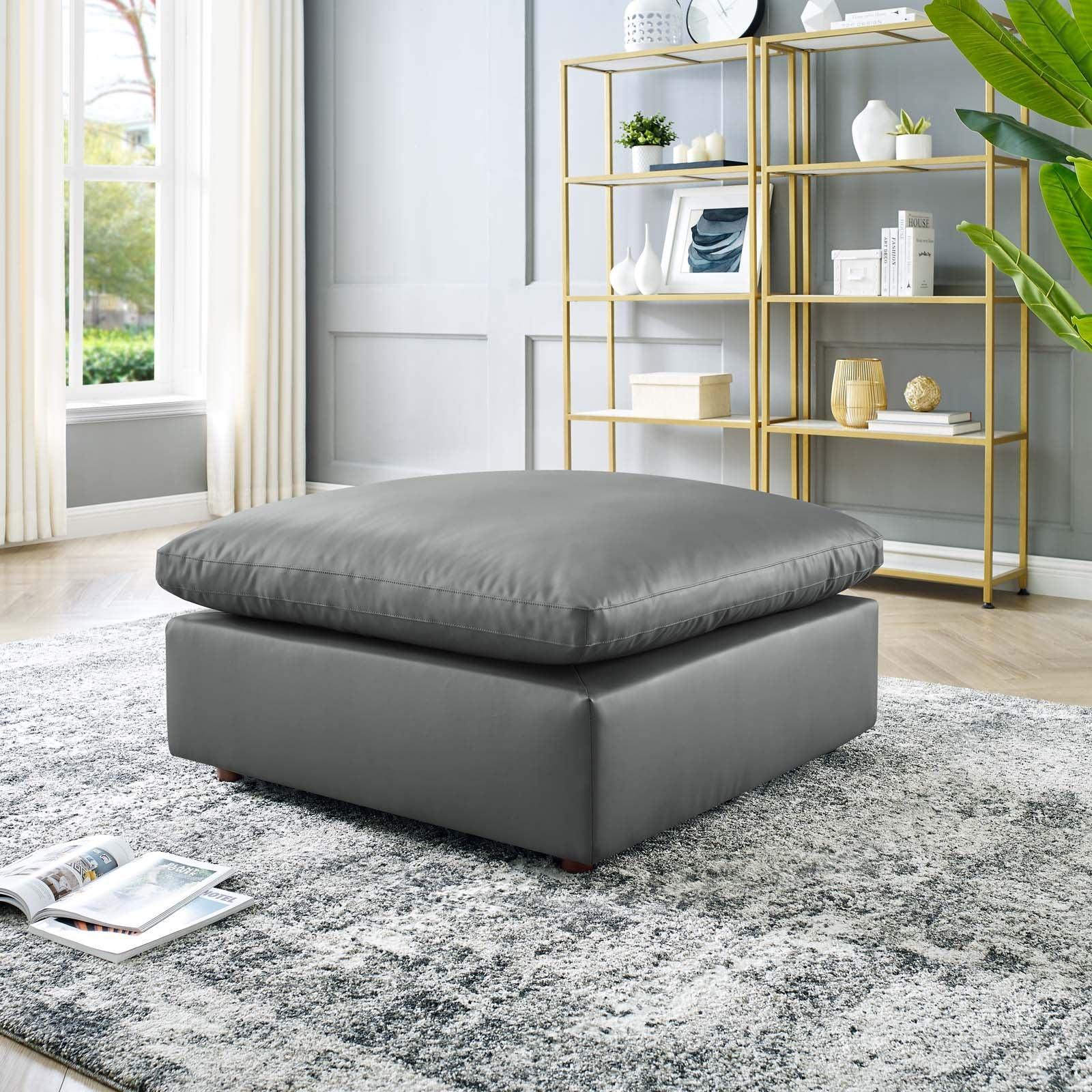 Modway Commix Down Filled Overstuffed Vegan Leather Ottoman FredCo
