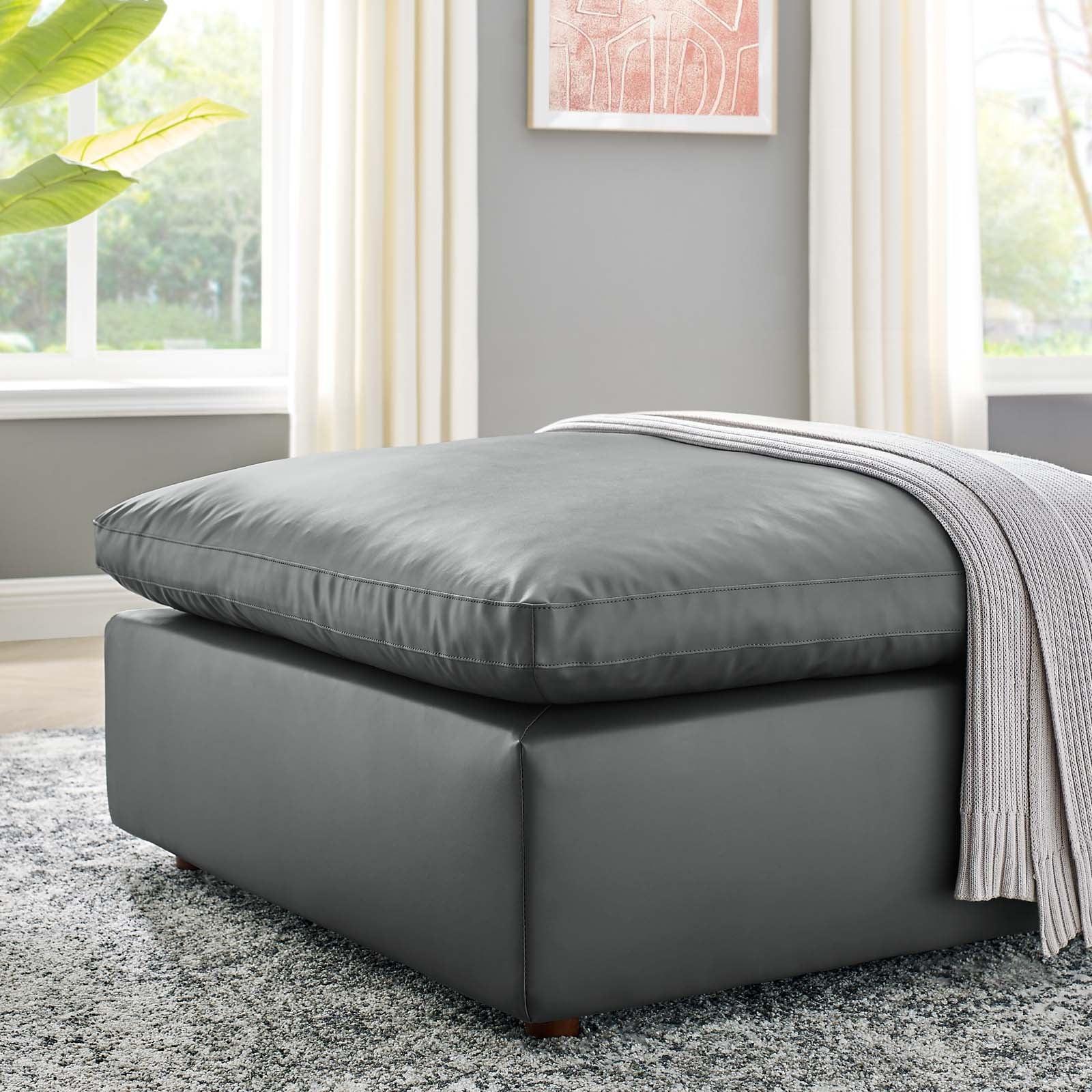 Modway Commix Down Filled Overstuffed Vegan Leather Ottoman FredCo