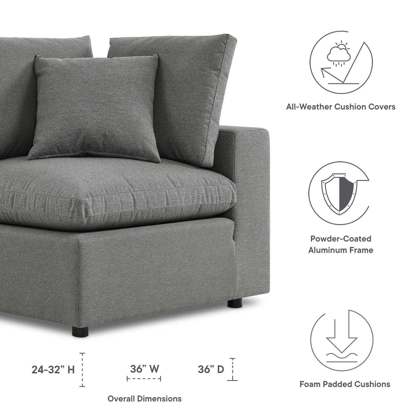 Modway Commix Overstuffed Outdoor Patio Corner Chair FredCo