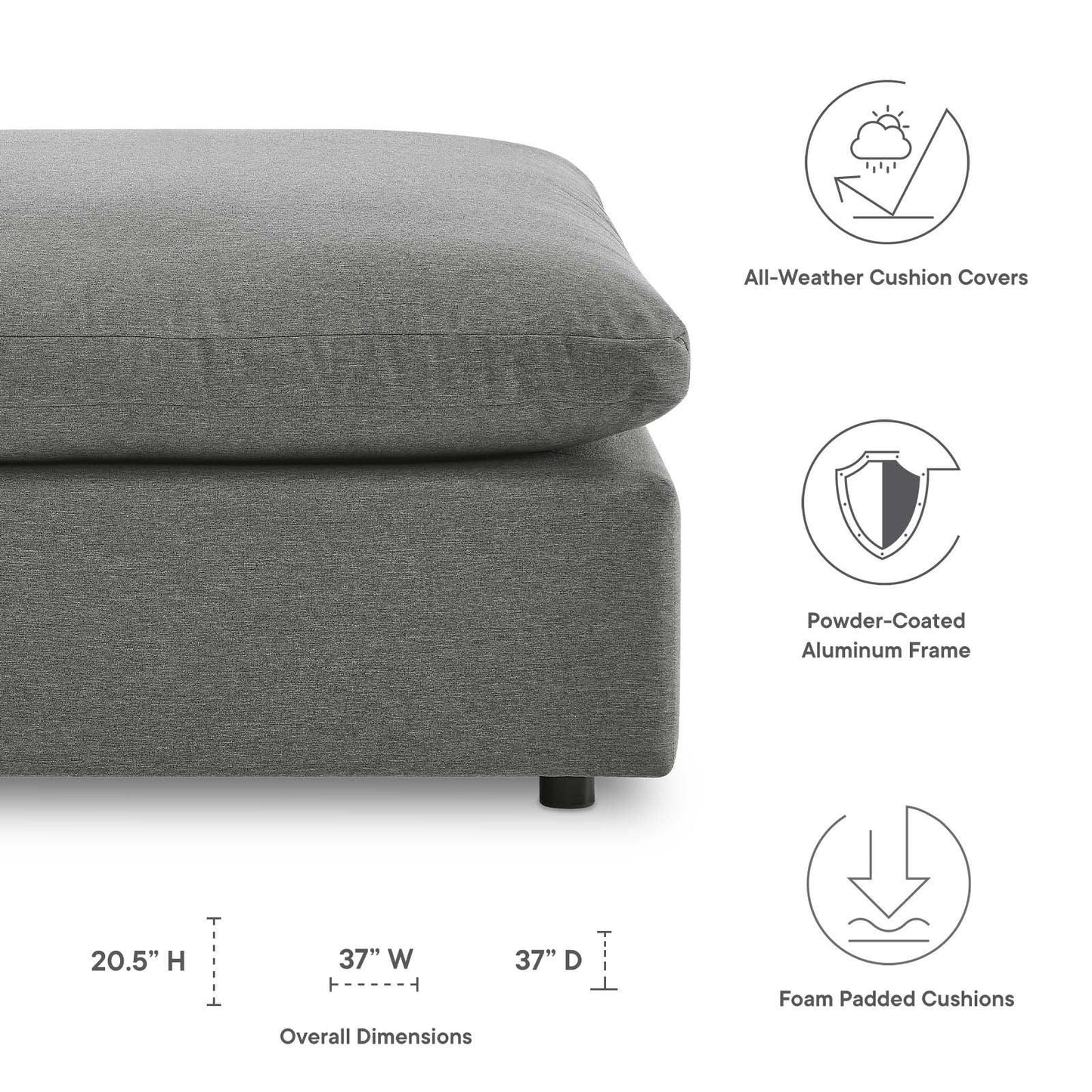 Modway Commix Overstuffed Outdoor Patio Ottoman FredCo