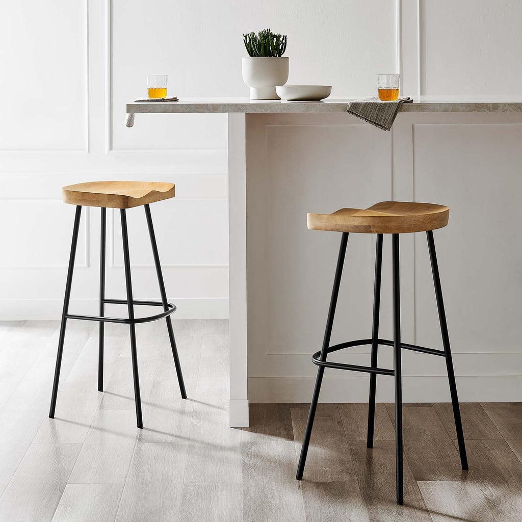 Modway Concord Backless Wood Bar Stools - Set of 2 FredCo