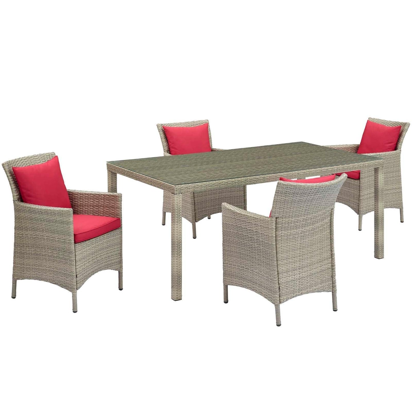 Modway Conduit 5 Piece Outdoor Patio Wicker Rattan Dining Set FredCo