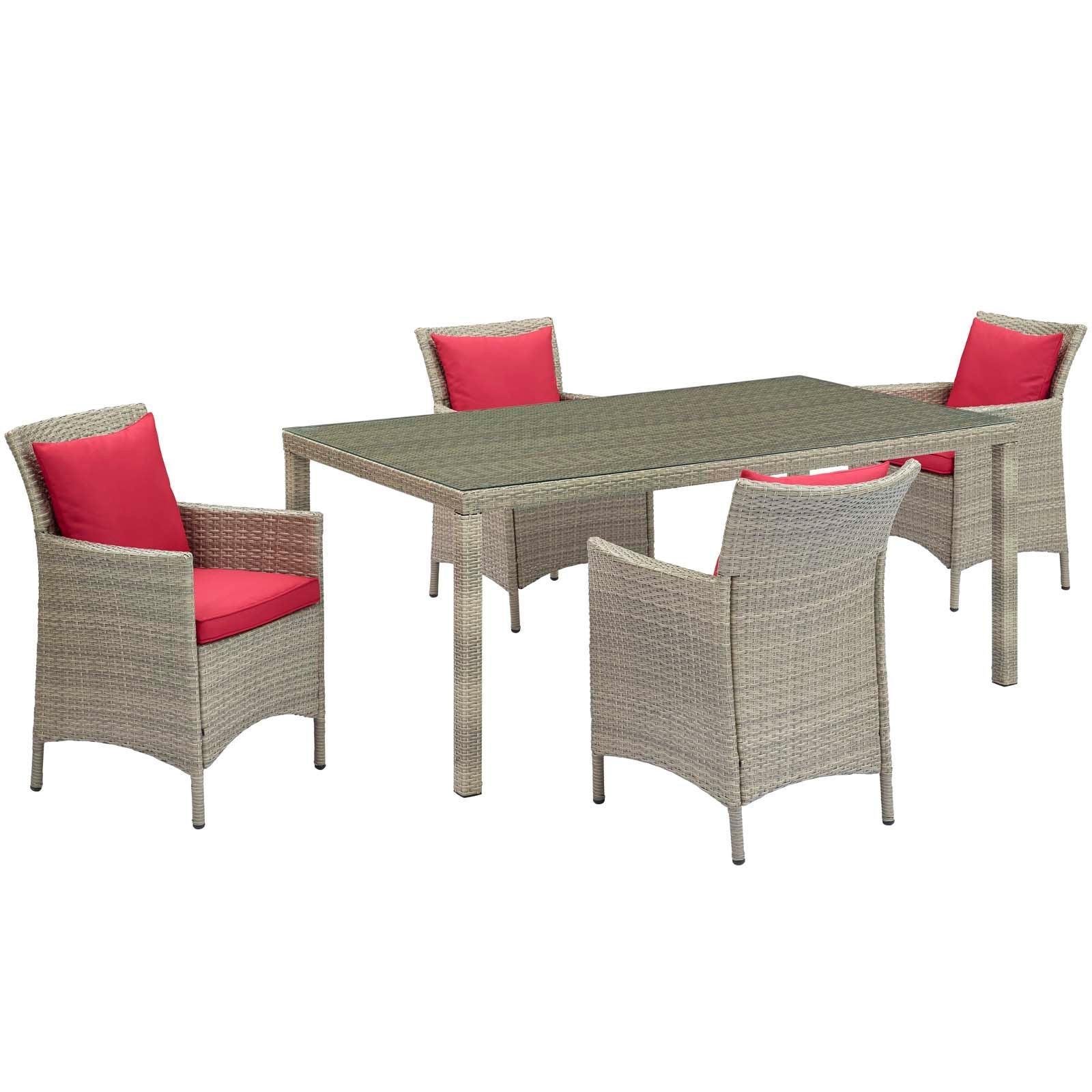 Modway Conduit 5 Piece Outdoor Patio Wicker Rattan Dining Set FredCo