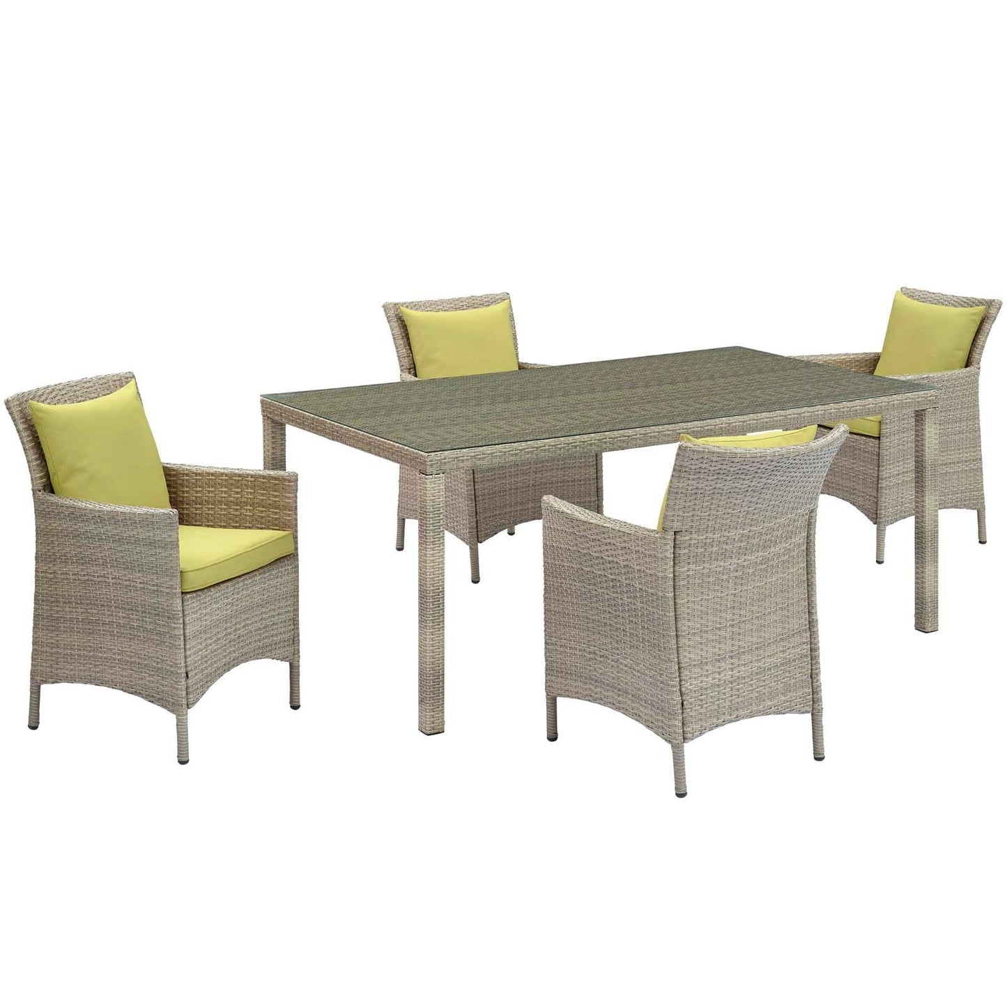 Modway Conduit 5 Piece Outdoor Patio Wicker Rattan Dining Set FredCo