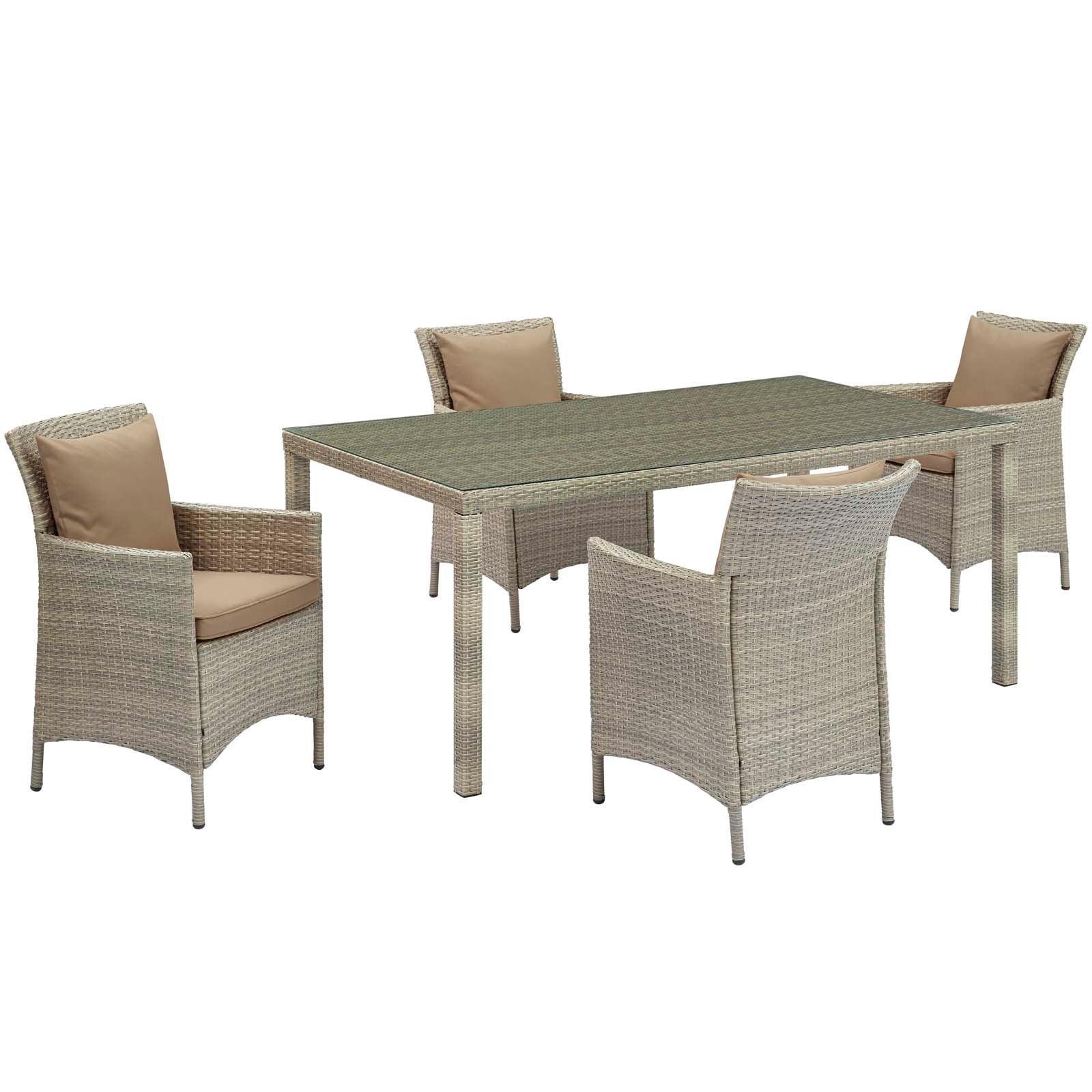 Modway Conduit 5 Piece Outdoor Patio Wicker Rattan Dining Set FredCo