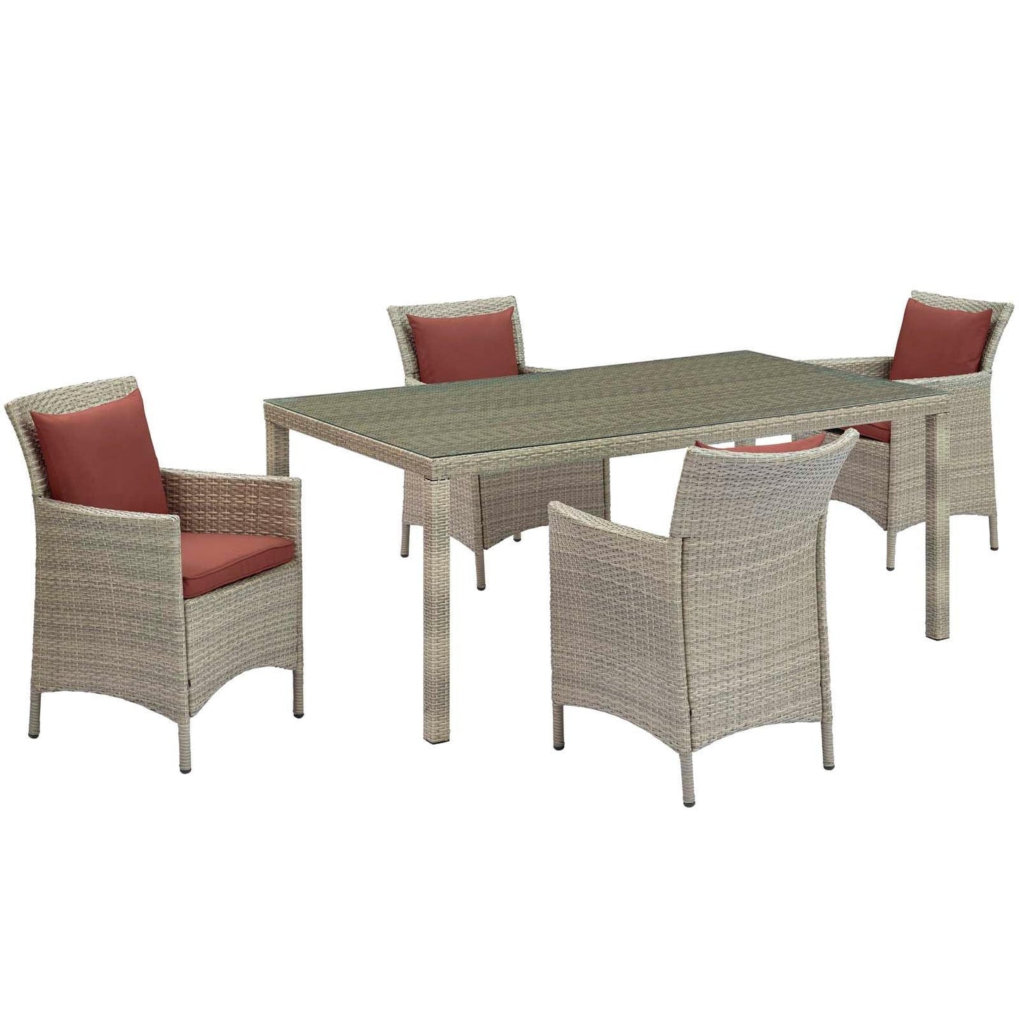 Modway Conduit 5 Piece Outdoor Patio Wicker Rattan Dining Set FredCo
