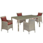 Modway Conduit 5 Piece Outdoor Patio Wicker Rattan Dining Set FredCo
