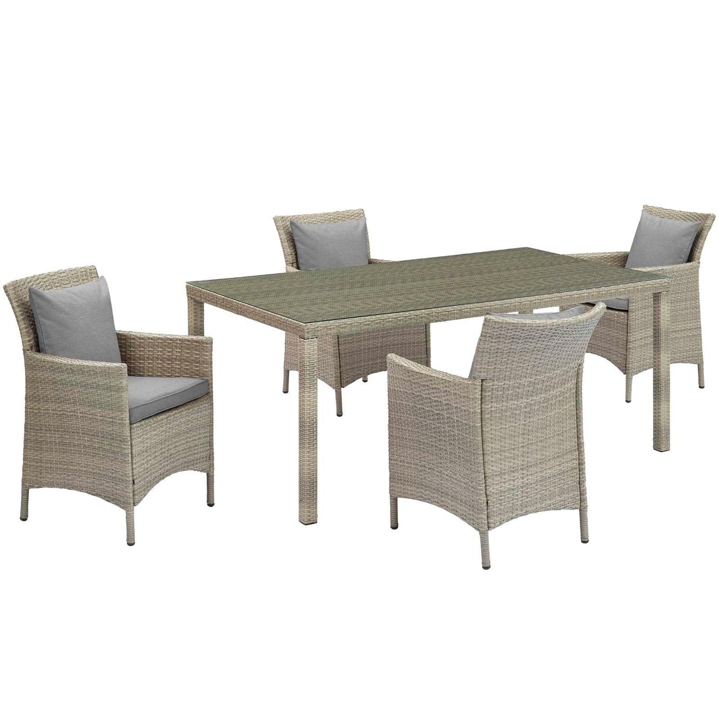 Modway Conduit 5 Piece Outdoor Patio Wicker Rattan Dining Set FredCo