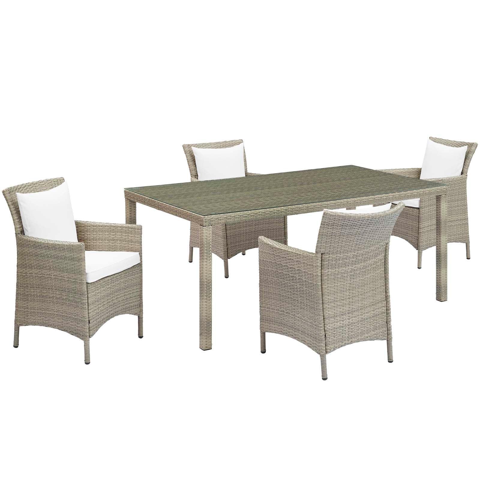 Modway Conduit 5 Piece Outdoor Patio Wicker Rattan Dining Set FredCo
