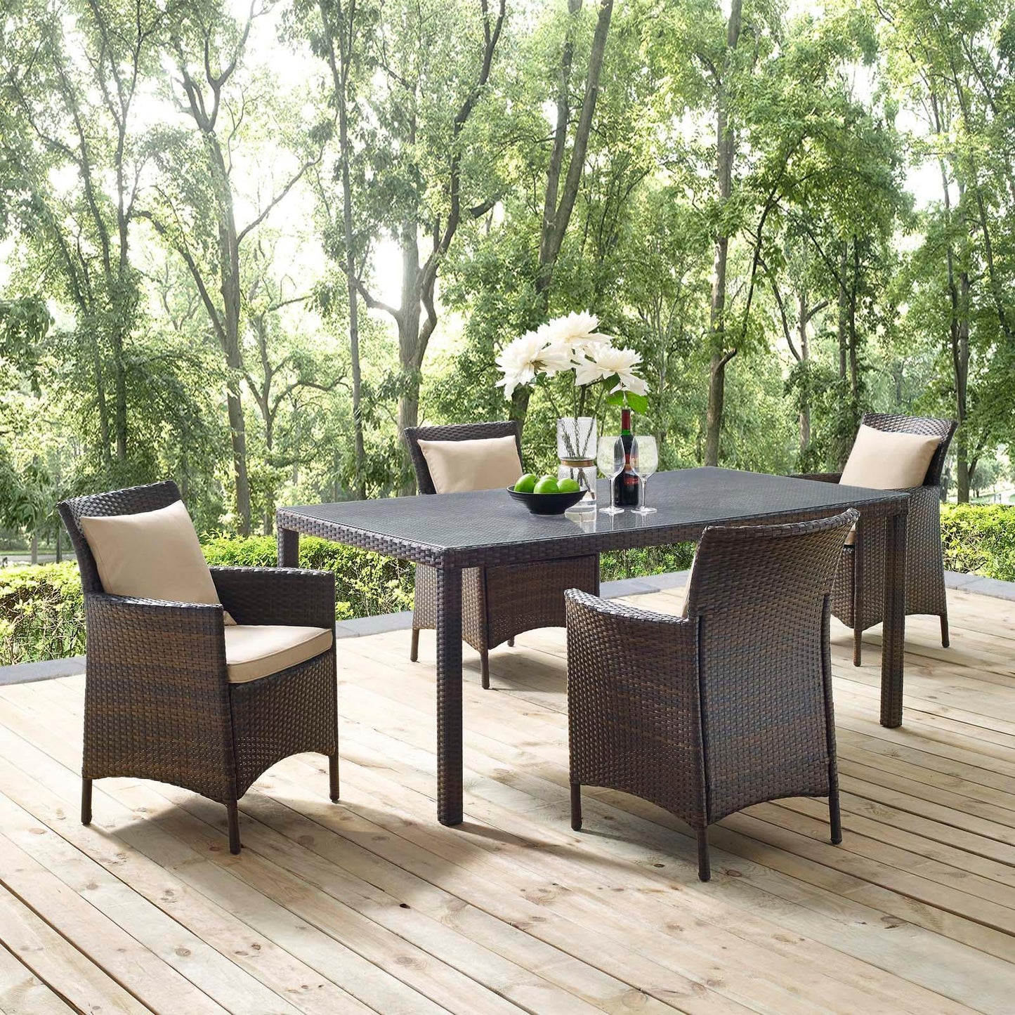 Modway Conduit 5 Piece Outdoor Patio Wicker Rattan Set, EEI-3892 FredCo