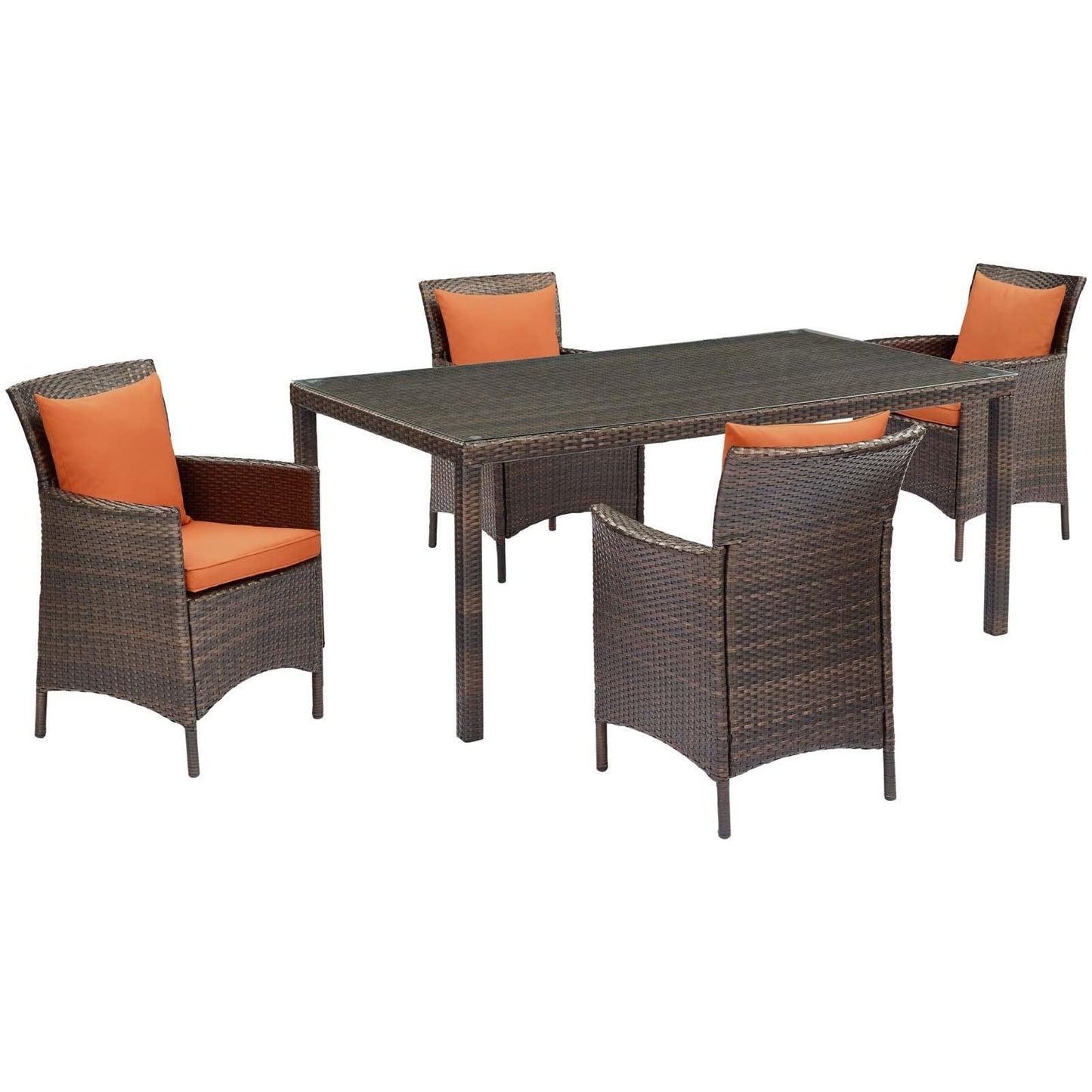 Modway Conduit 5 Piece Outdoor Patio Wicker Rattan Set, EEI-3892 FredCo